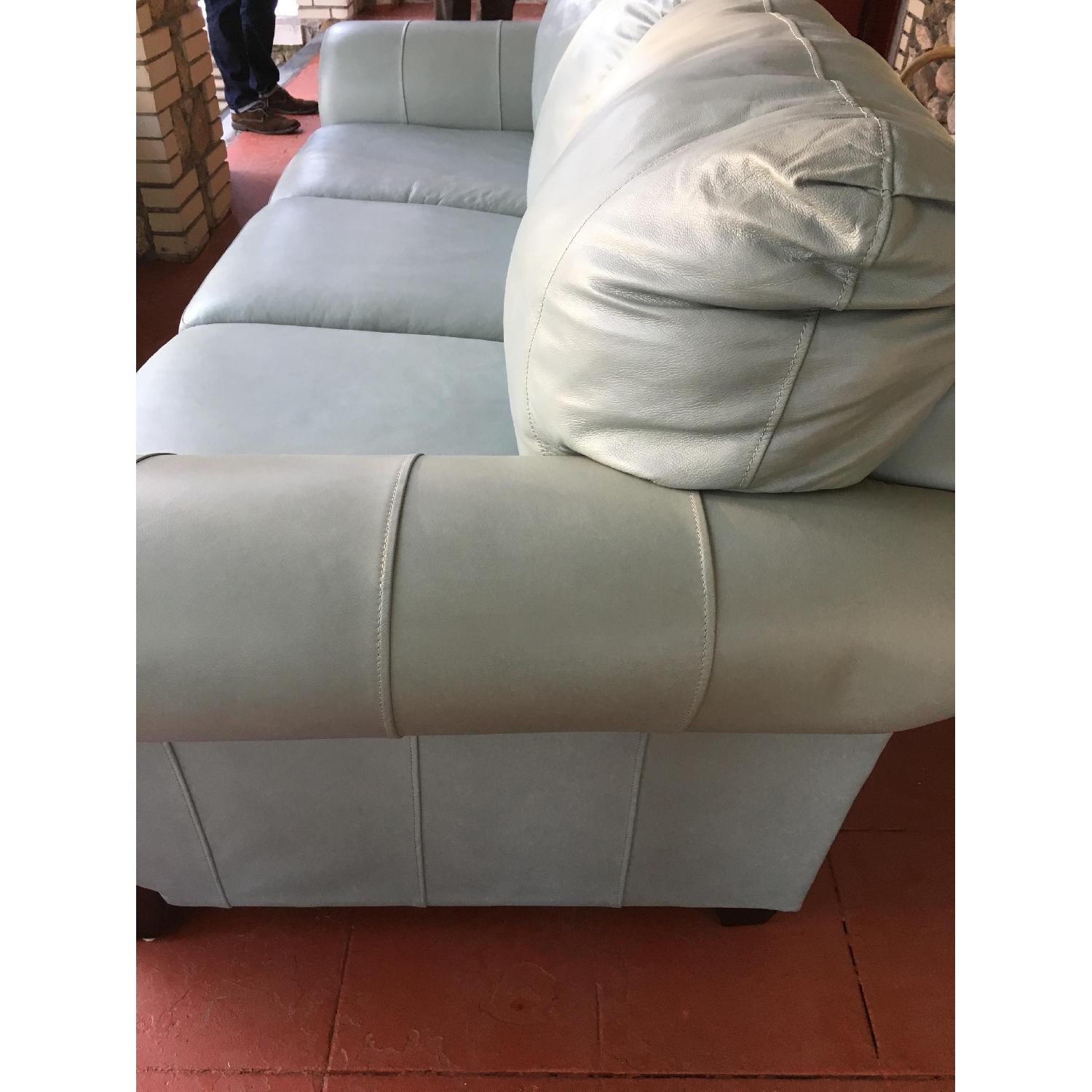 Ashley's Light Blue Leather Sofa - image-2