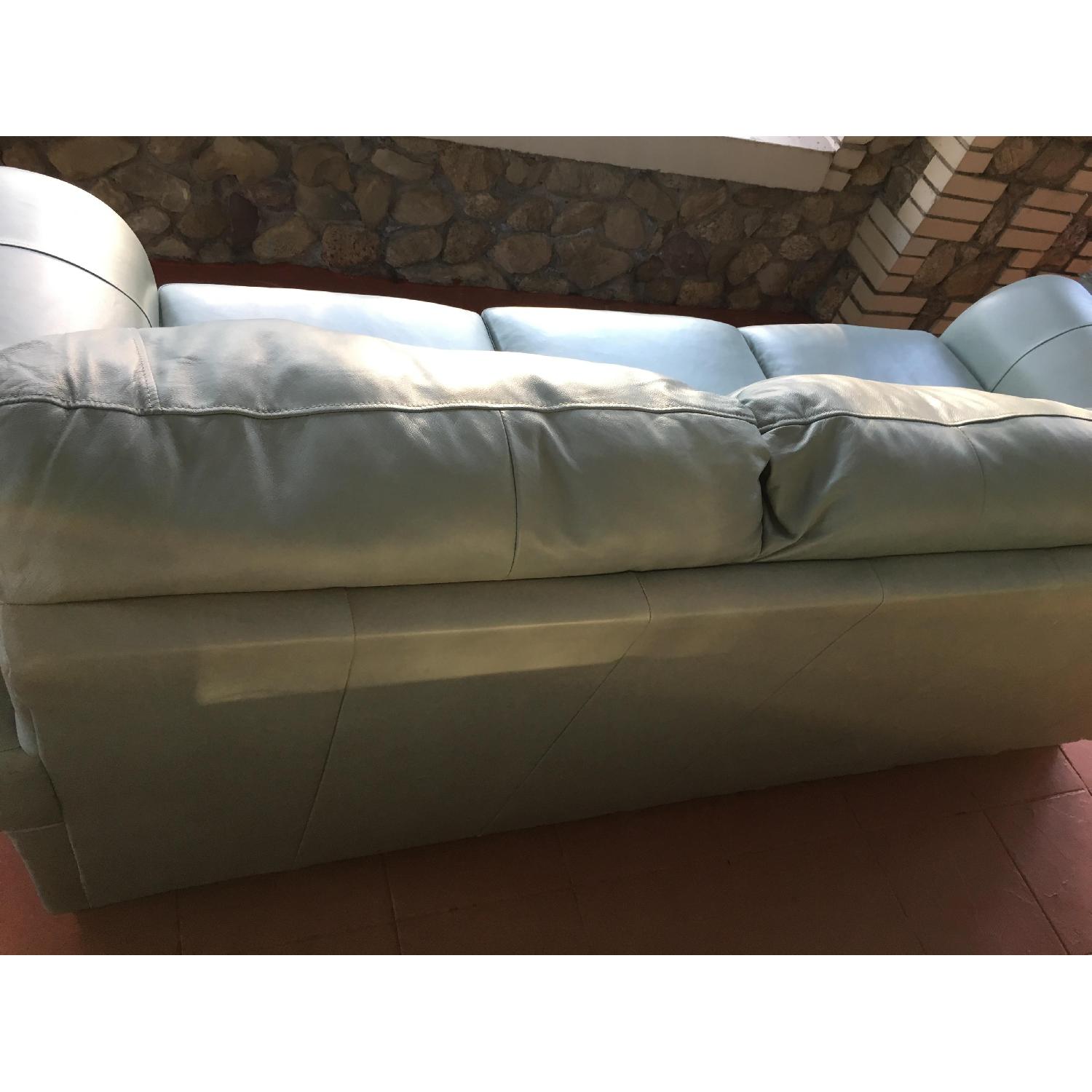 Ashley's Light Blue Leather Sofa - image-3