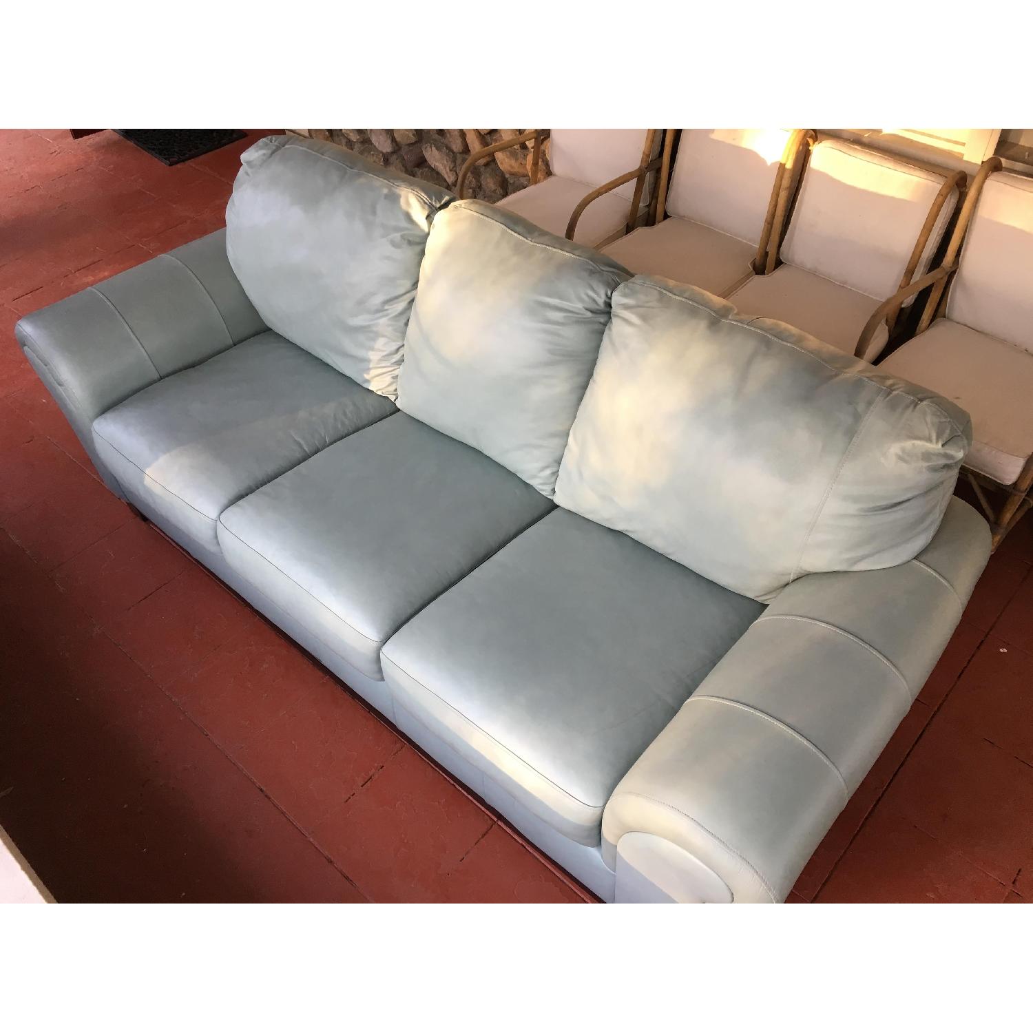 Ashley's Light Blue Leather Sofa - image-4