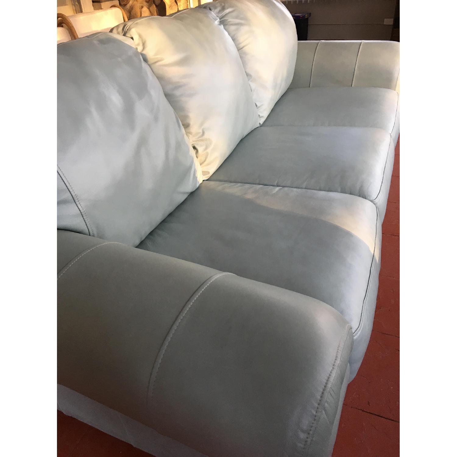 Ashley's Light Blue Leather Sofa - image-5