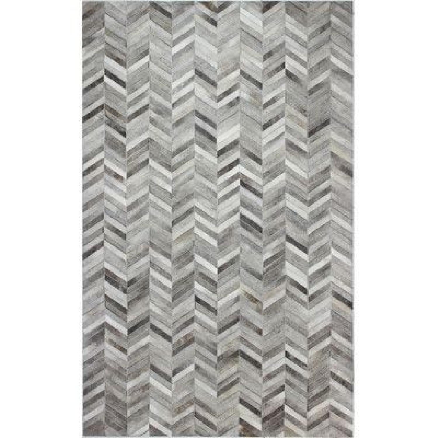 Bashian Cowhide Chevron Texture Area Rug - image-0