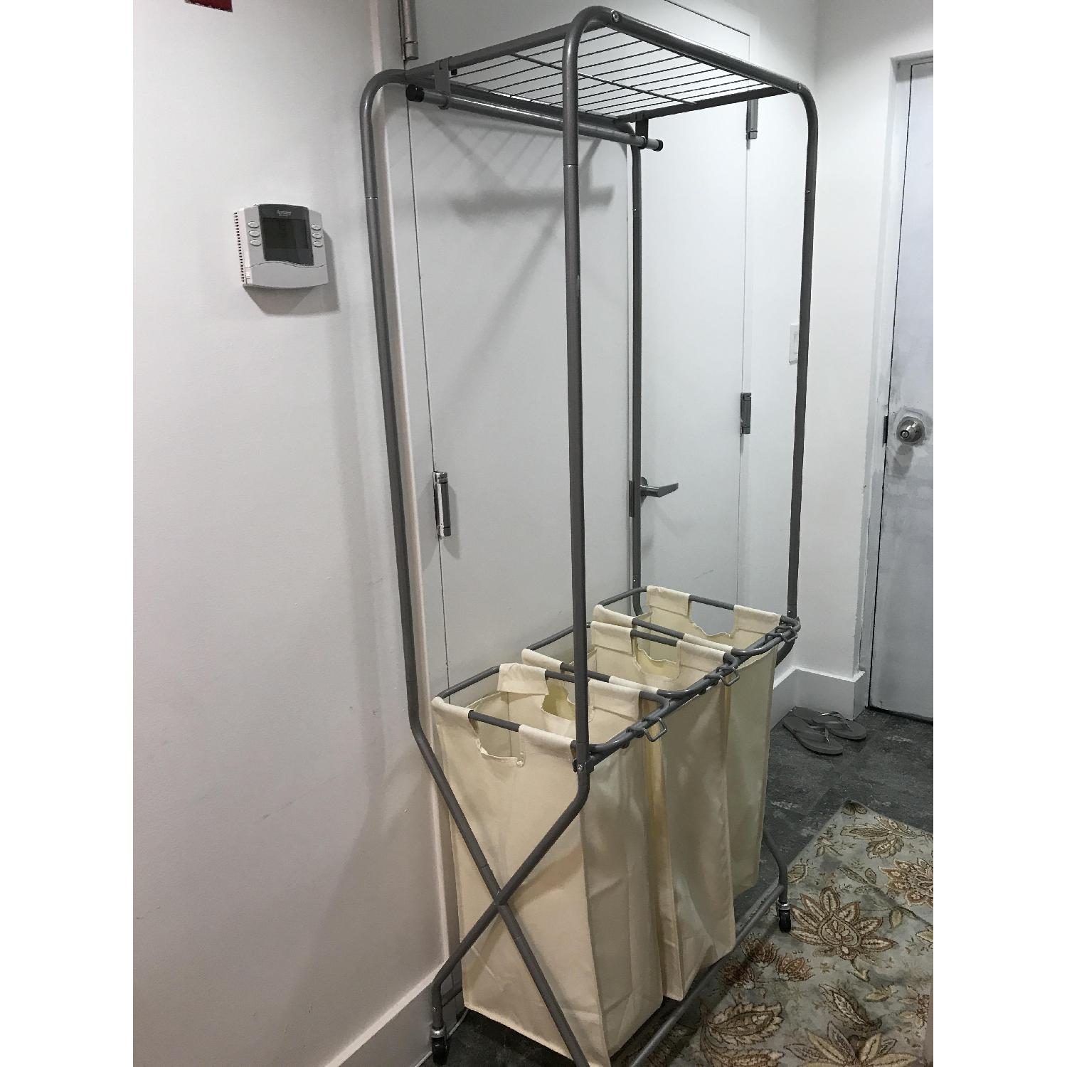 Gray Steel Clothes Rack w/ Hampers - image-1