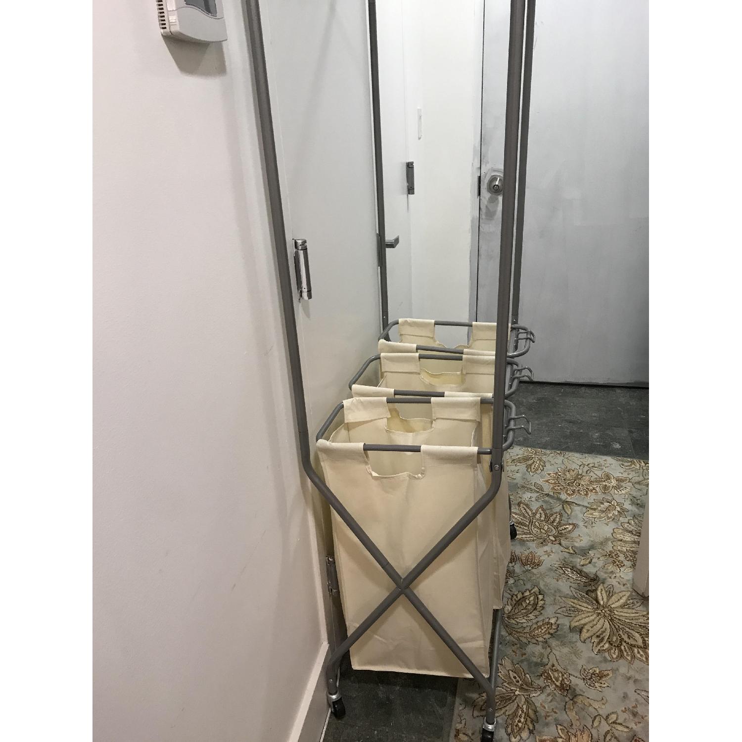 Gray Steel Clothes Rack w/ Hampers - image-3