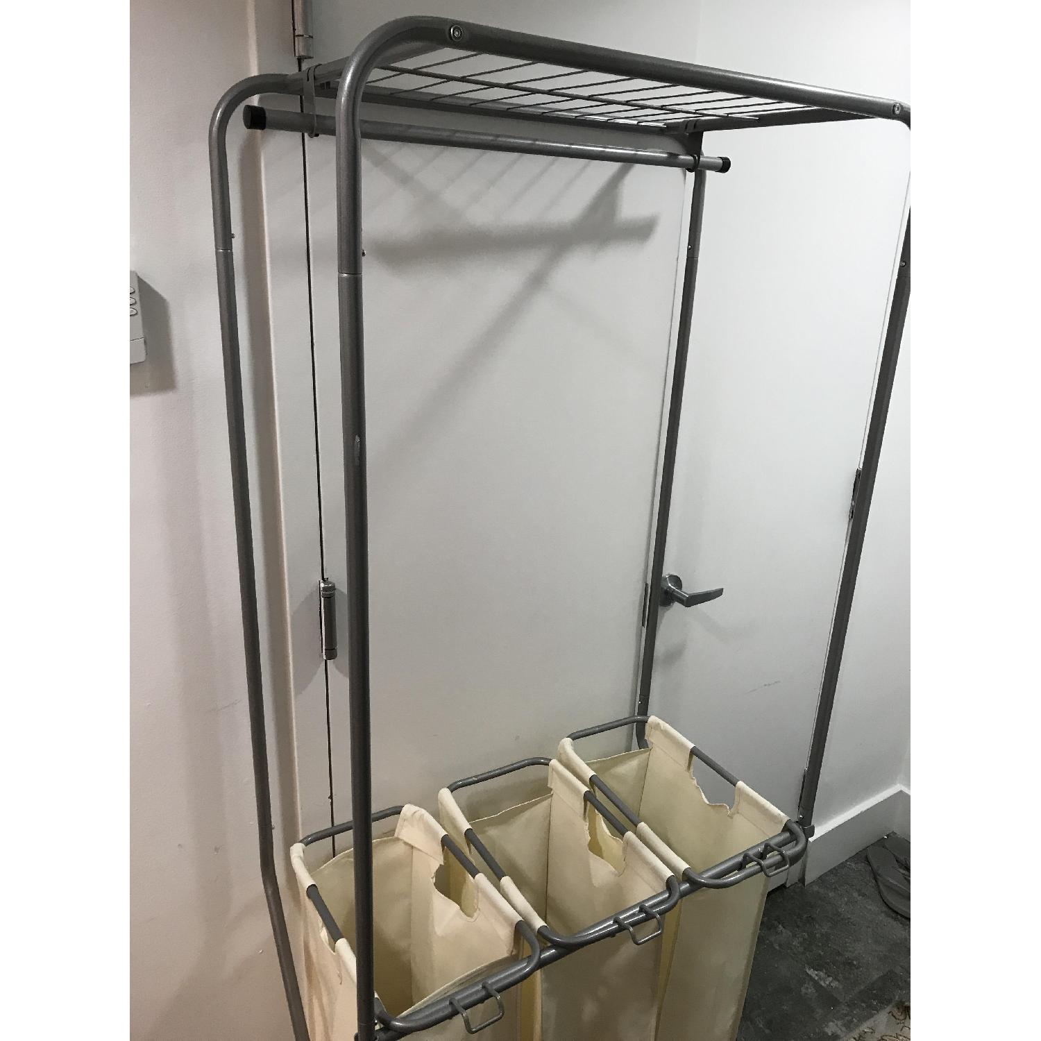 Gray Steel Clothes Rack w/ Hampers - image-5