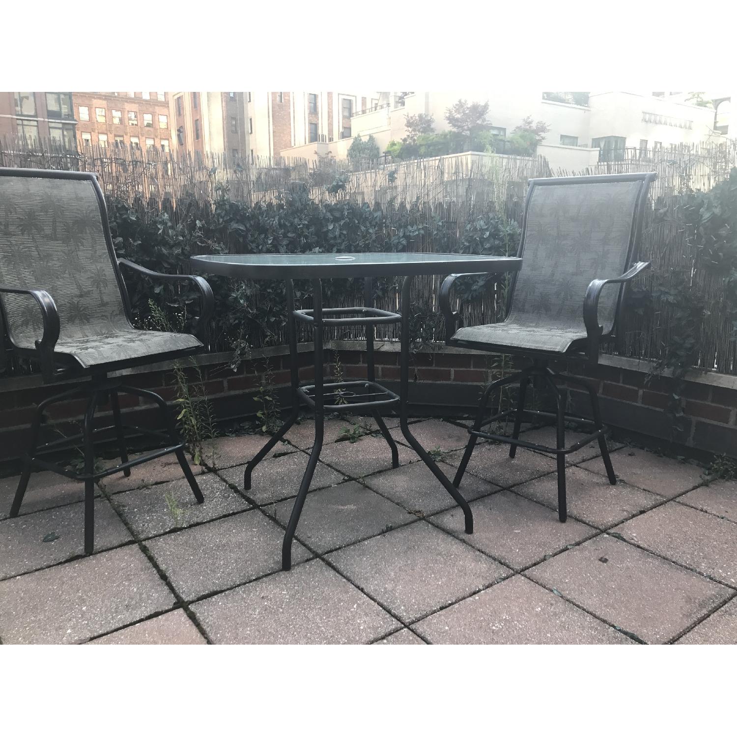 Bar Height Outdoor Table w/ 2 Swivel Chairs - image-2