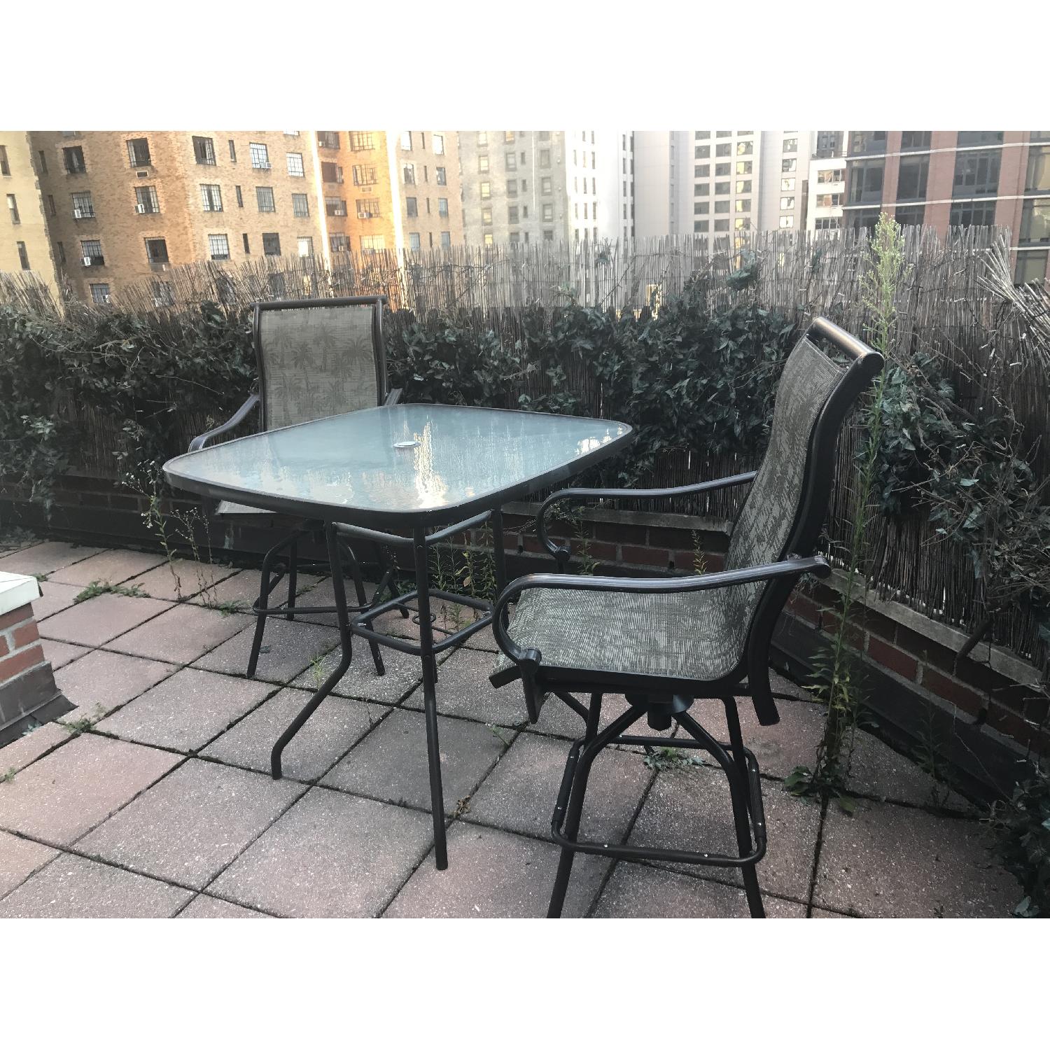 Bar Height Outdoor Table w/ 2 Swivel Chairs - image-4
