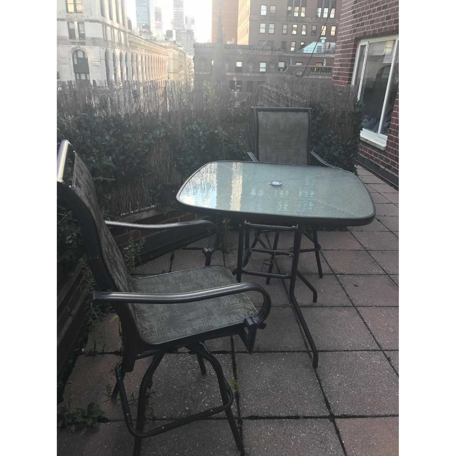 Bar Height Outdoor Table w/ 2 Swivel Chairs - image-5