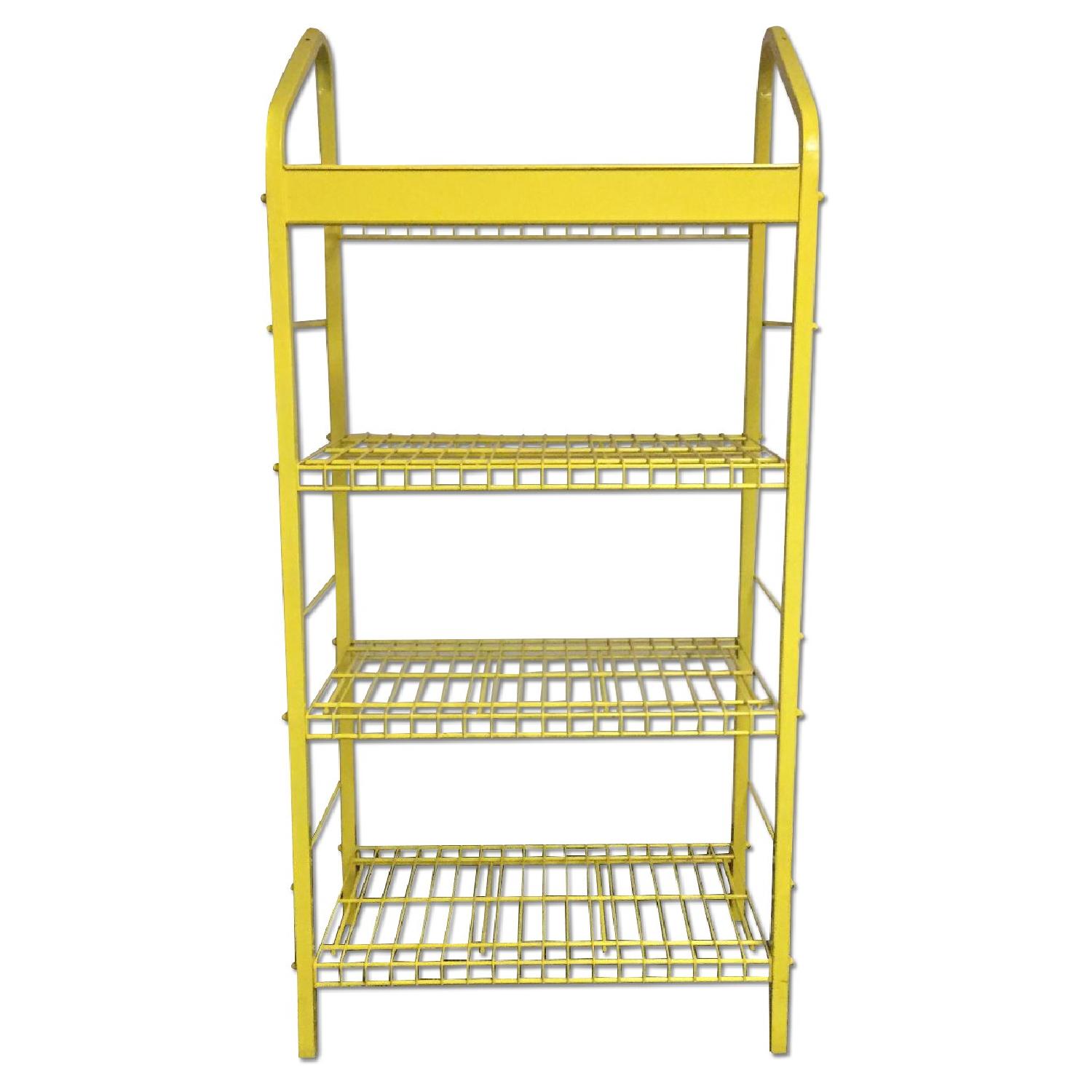 Vintage Yellow Metal Shelving Unit - image-0