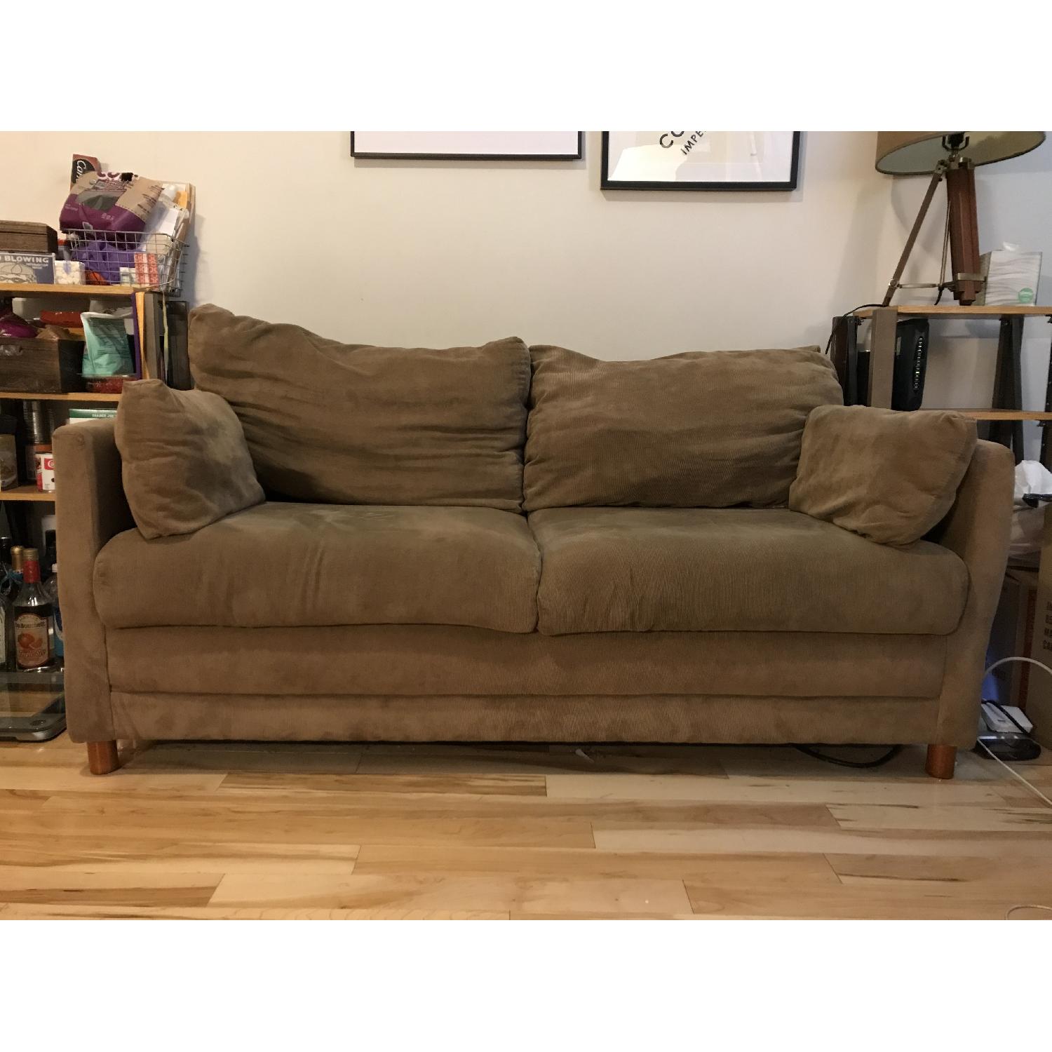 Jennifer Convertibles Corduroy PullOut Love Seat AptDeco