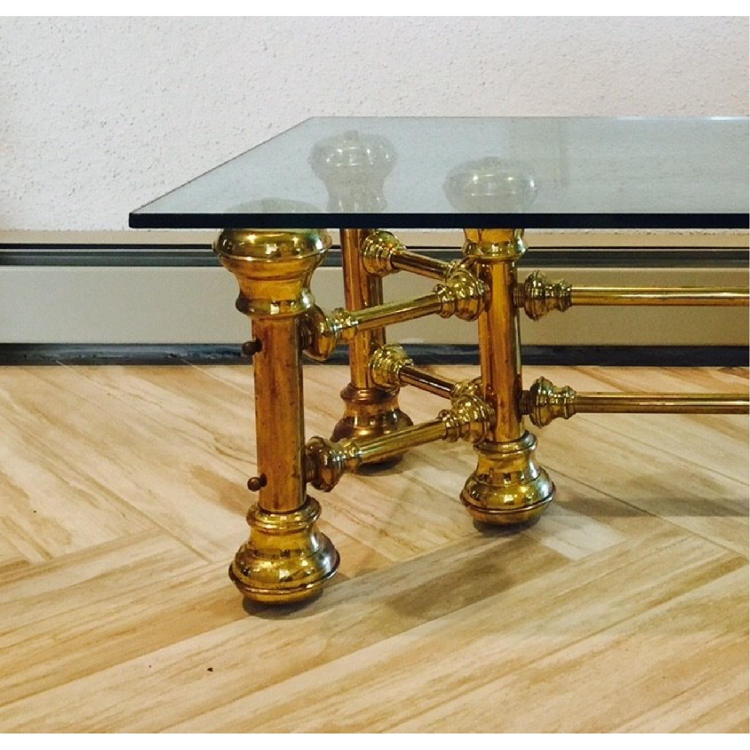 1970s Brass & Glass Coffee Table - image-2