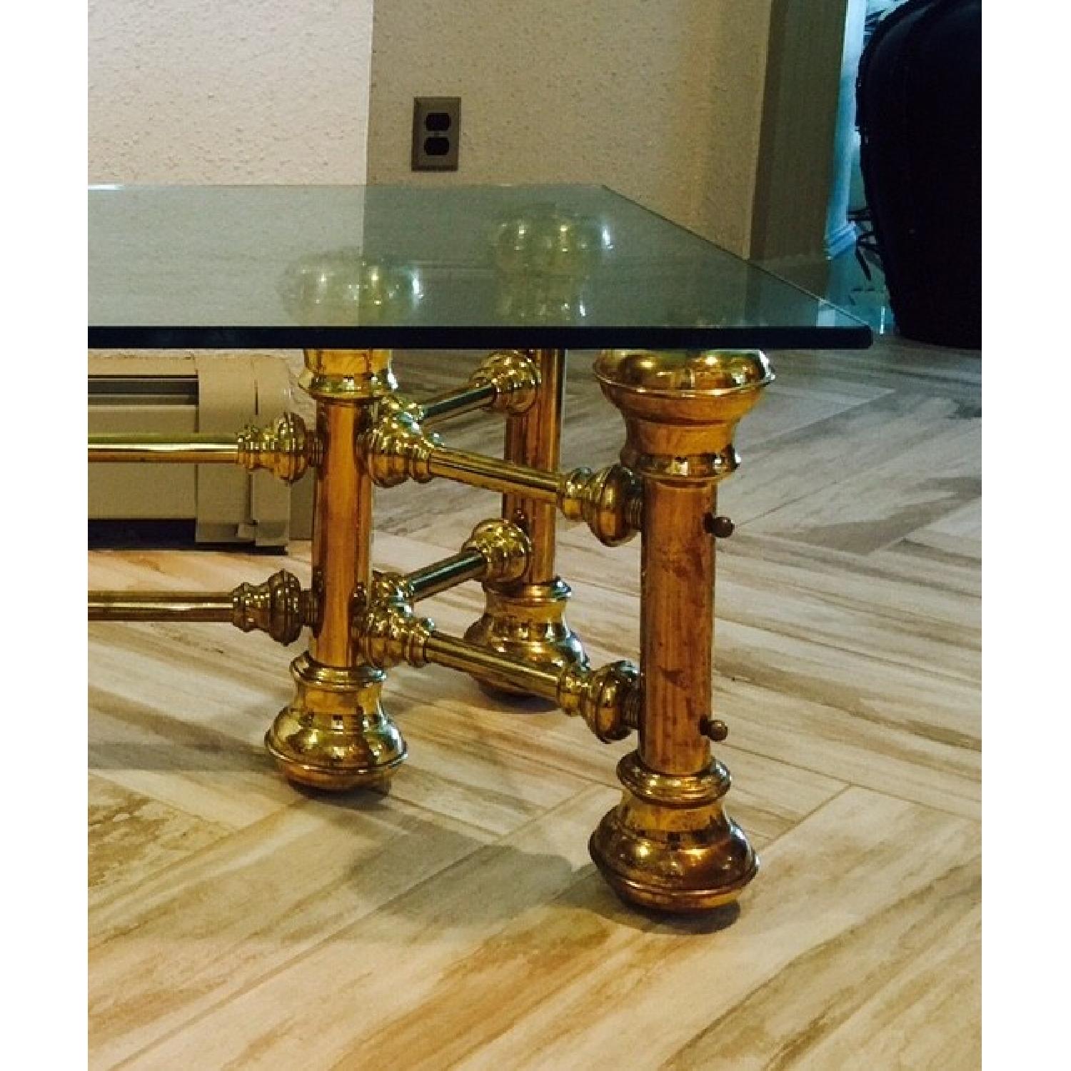 1970s Brass & Glass Coffee Table - image-3