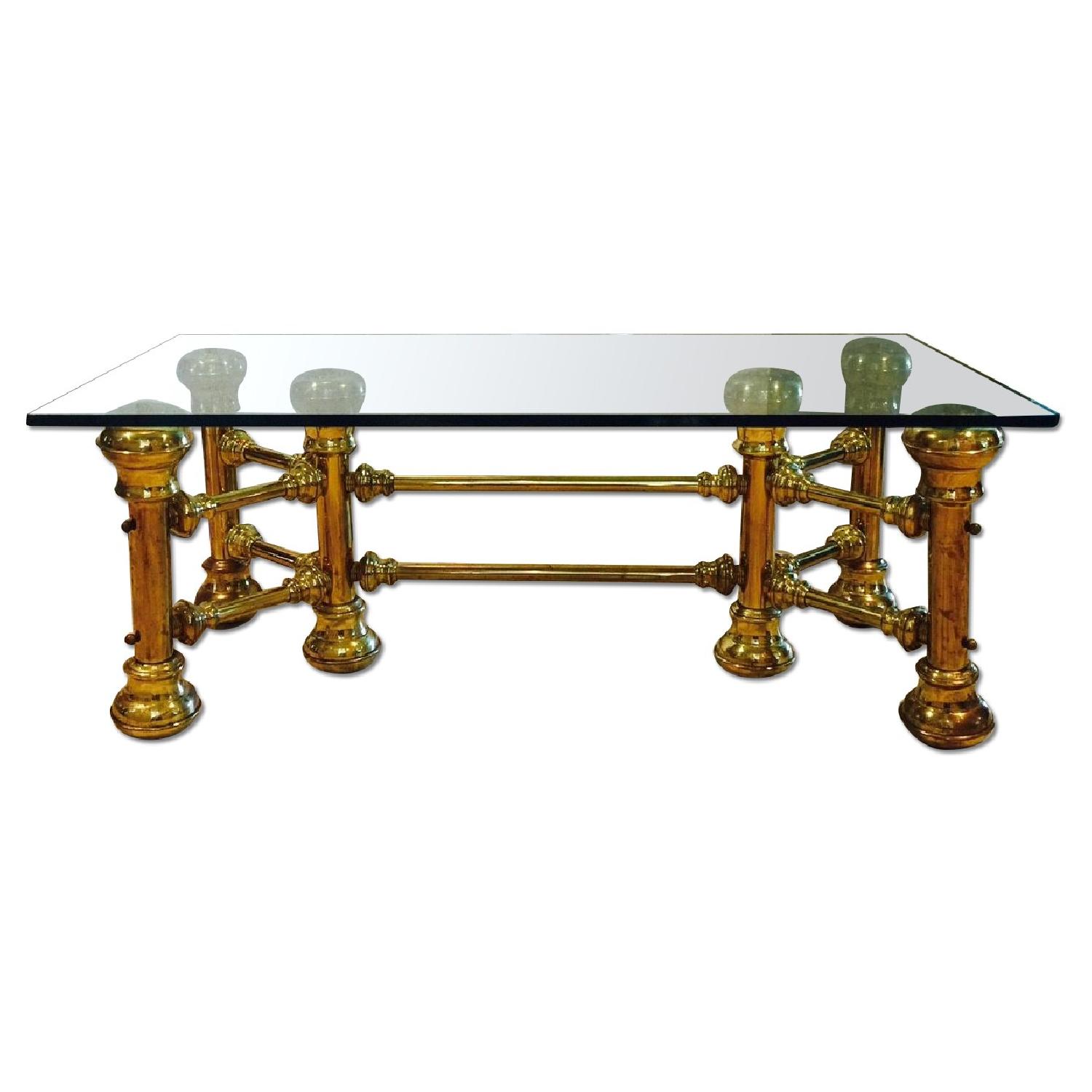 1970s Brass & Glass Coffee Table