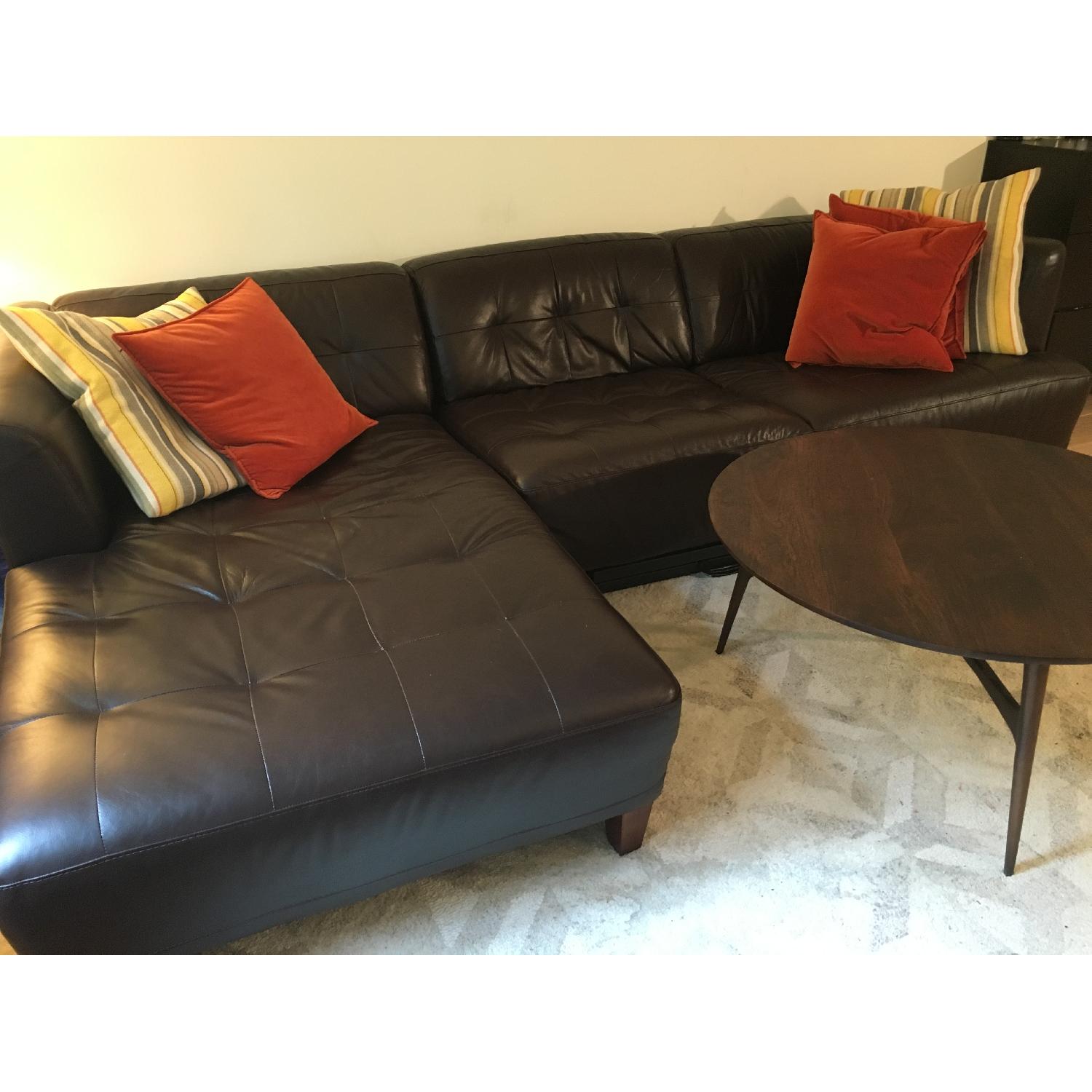 Macy's 2-Piece Leather Chaise Sectional Sofa - image-1