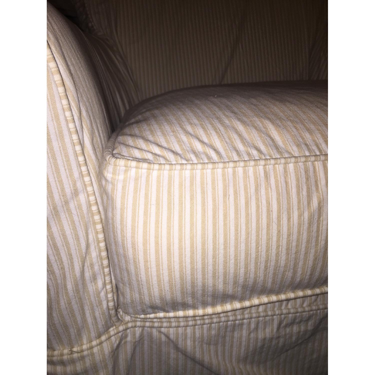Crate & Barrel Avery Swivel Glider with w/ Pinstripe Slipcover - image-6