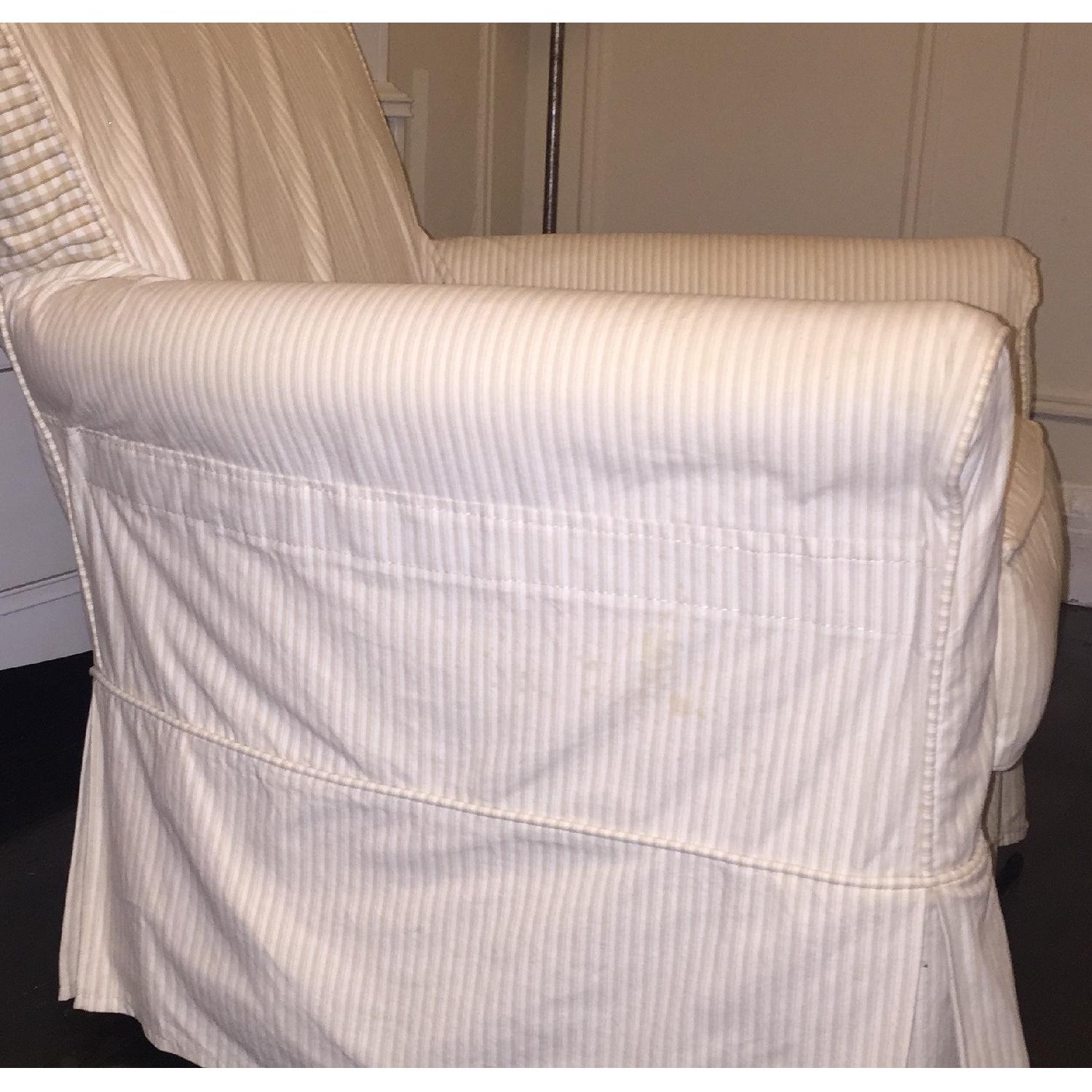 Crate & Barrel Avery Swivel Glider with w/ Pinstripe Slipcover - image-14