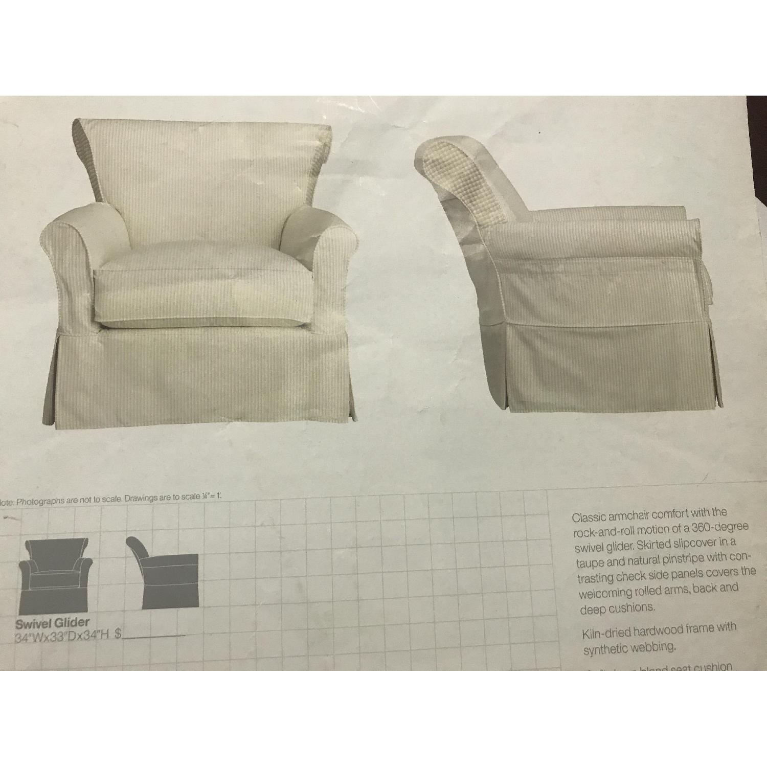 Crate & Barrel Avery Swivel Glider with w/ Pinstripe Slipcover - image-18