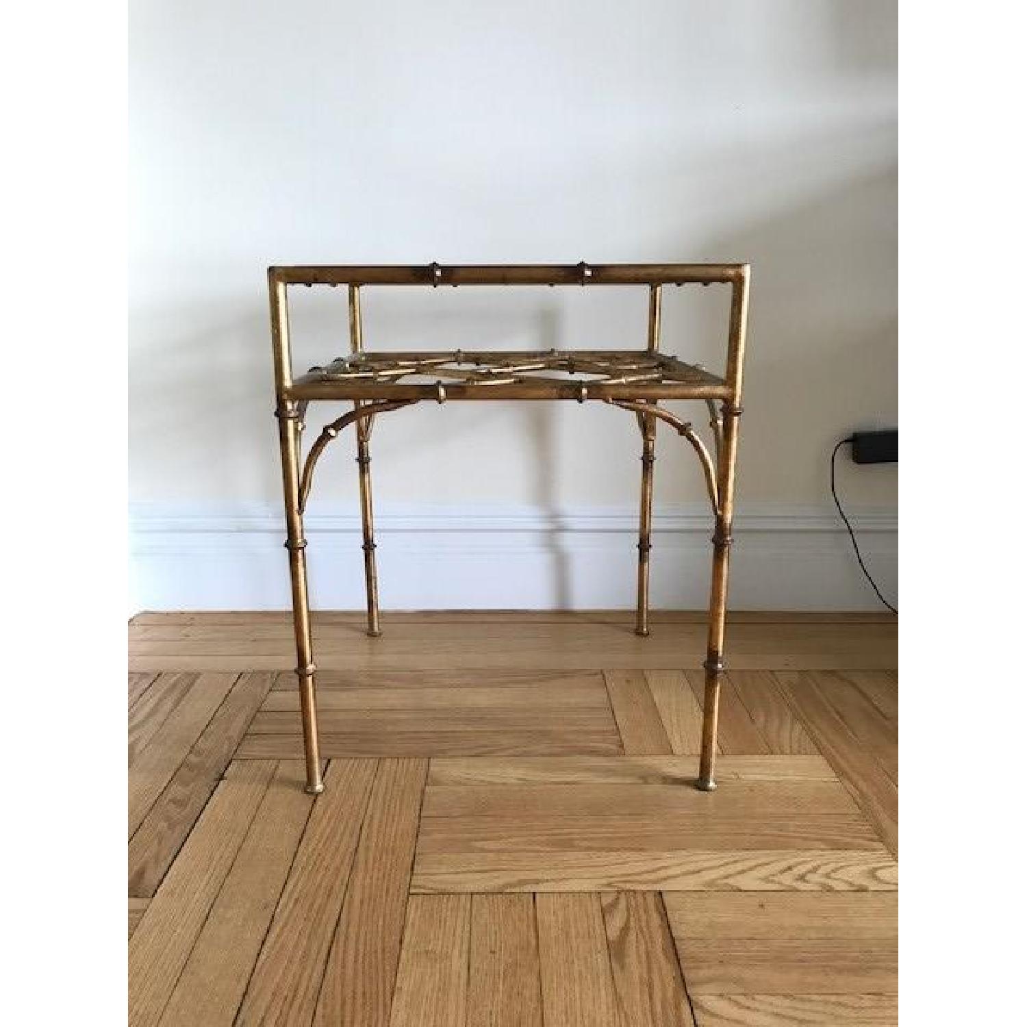 One Kings Lane Bamboo Glass & Gold Side Table - image-1