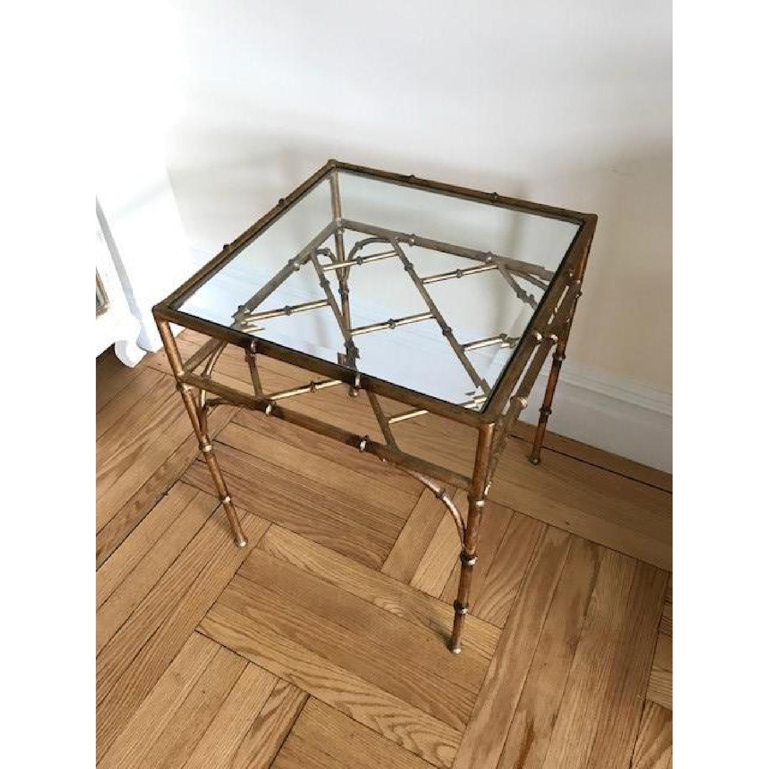 One Kings Lane Bamboo Glass & Gold Side Table - image-2