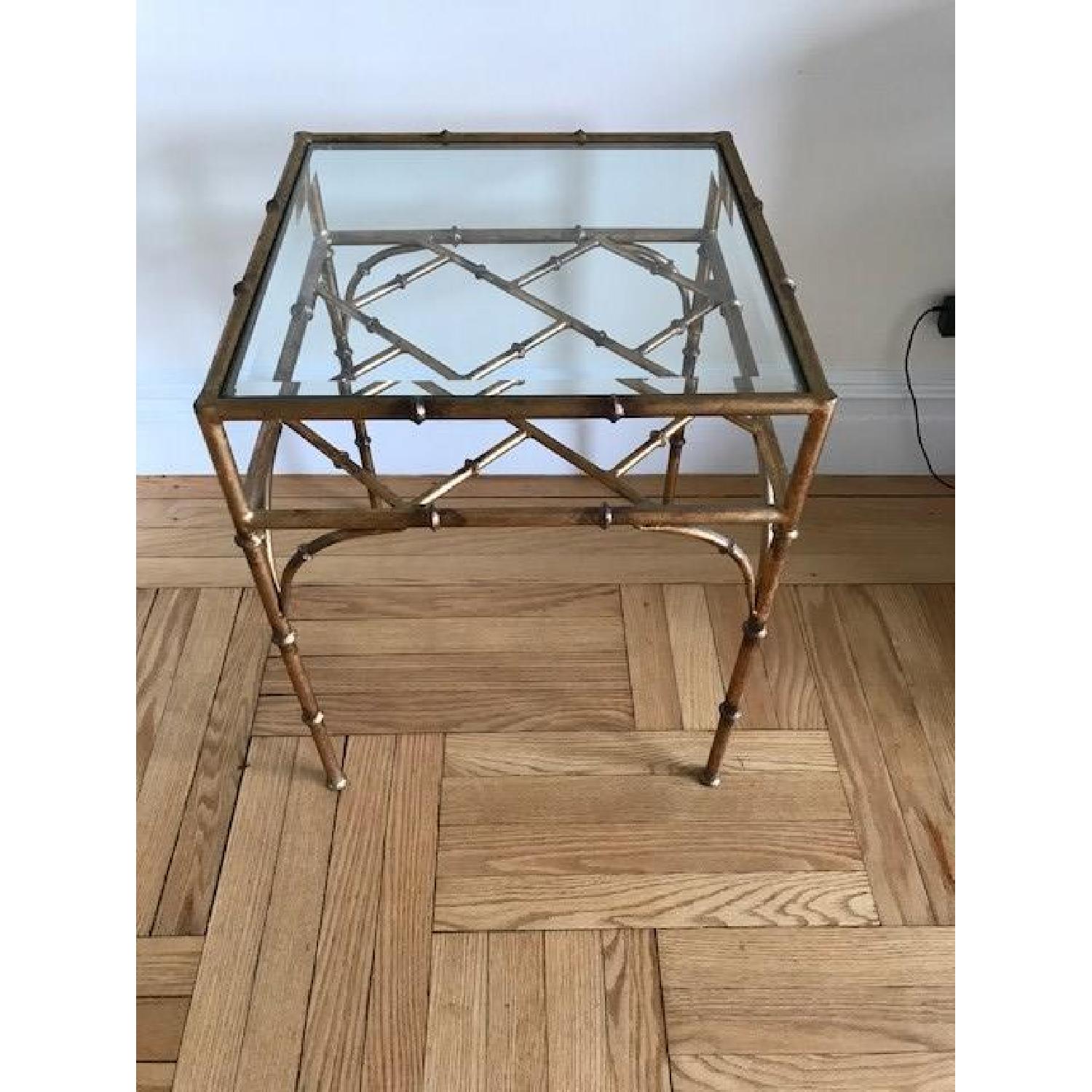 One Kings Lane Bamboo Glass & Gold Side Table - image-3