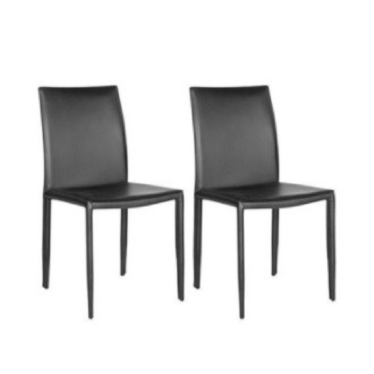 Safavieh Black Leather Caldwell Chairs - image-1