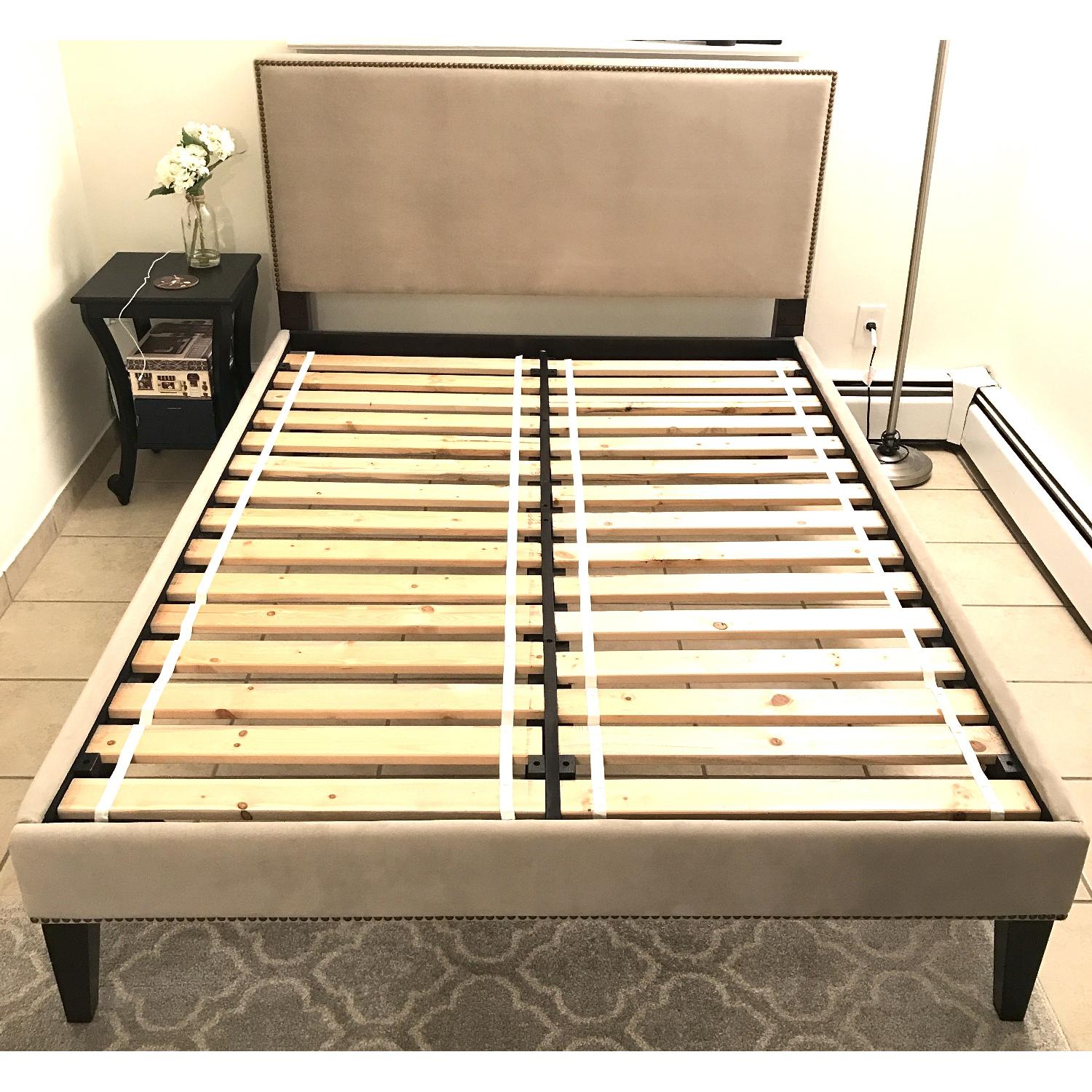 West Elm Low Upholstered Nailhead Bed - image-1