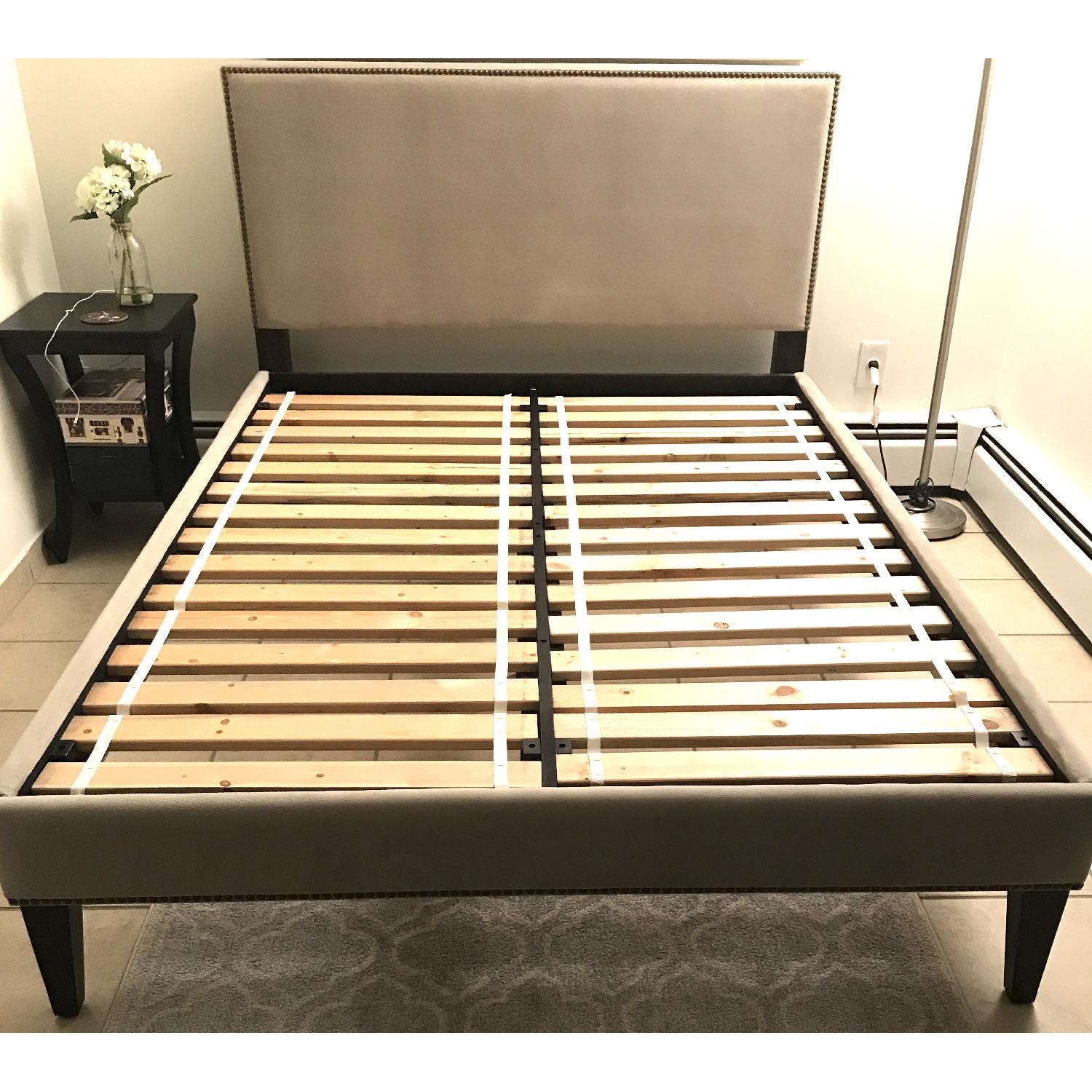 West Elm Low Upholstered Nailhead Bed - image-2