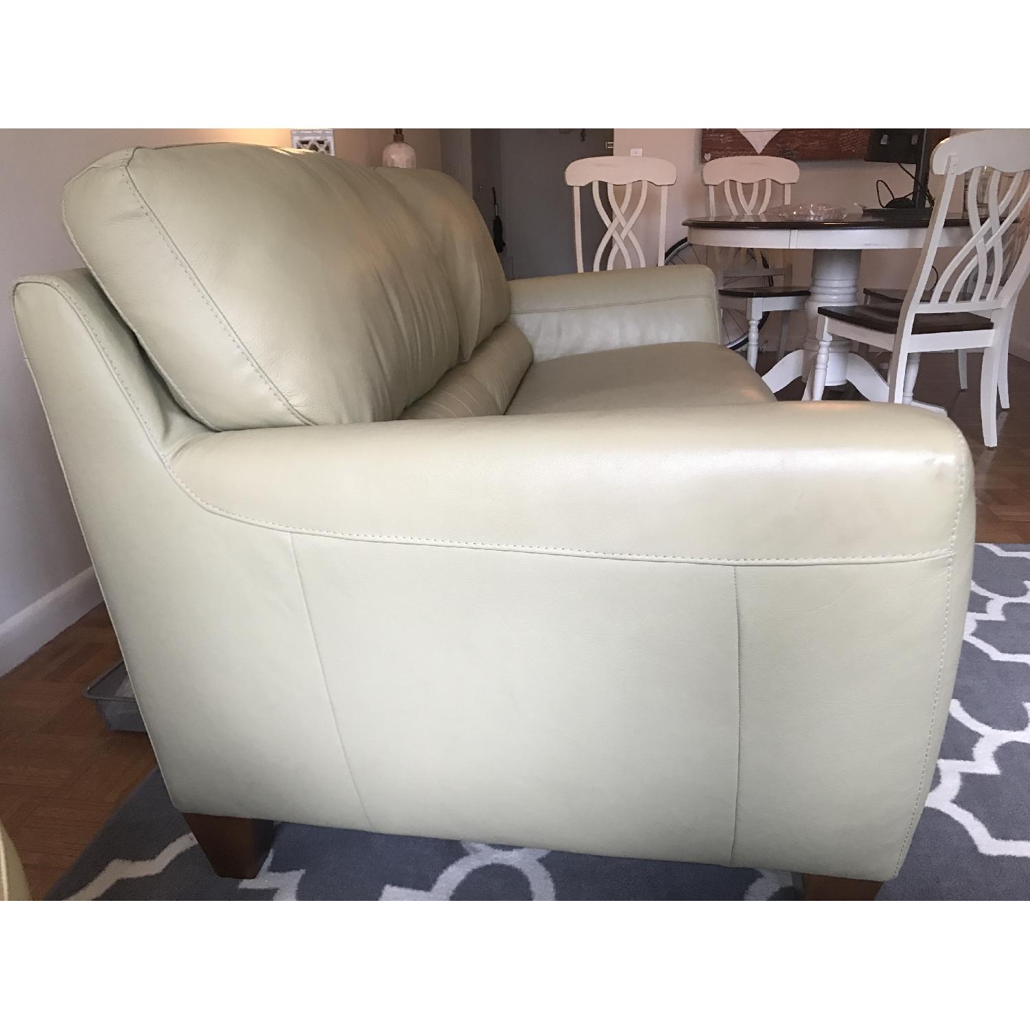Macy's Amalfi Green Leather Sofa - image-2