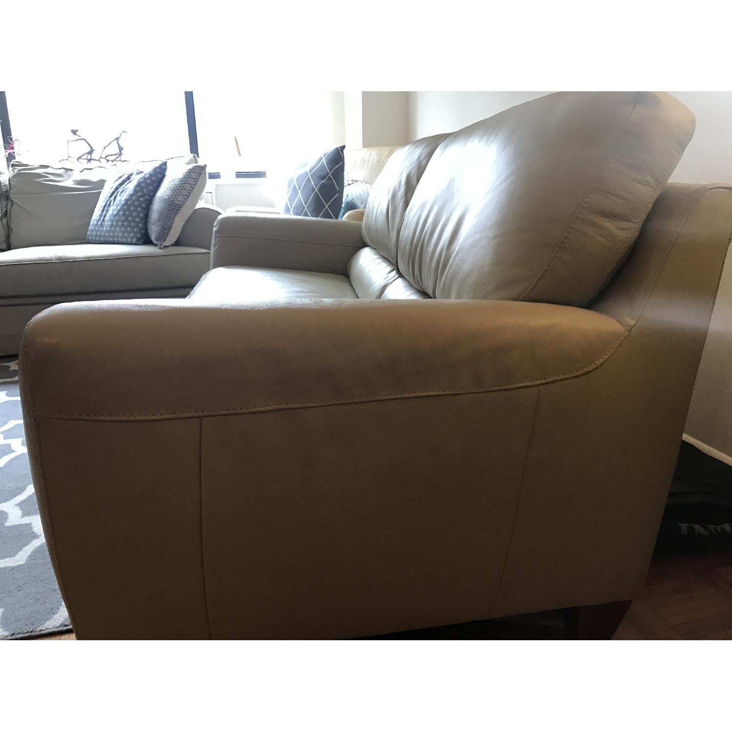 Macy's Amalfi Green Leather Sofa - image-3