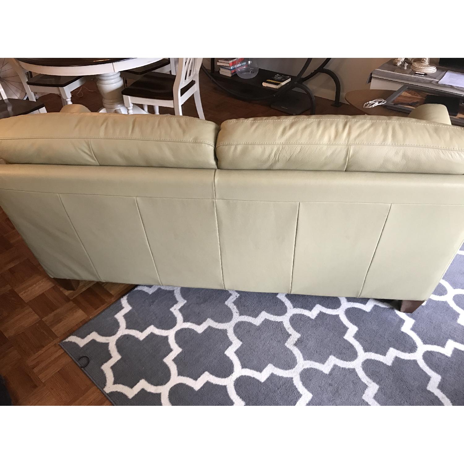 Macy's Amalfi Green Leather Sofa - image-5