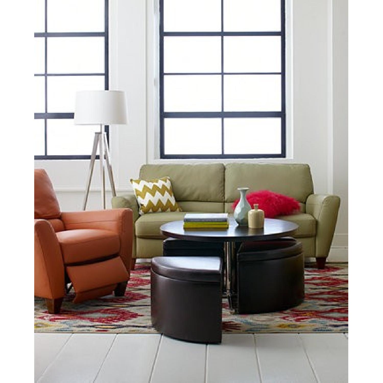 Macy's Amalfi Green Leather Sofa - image-7