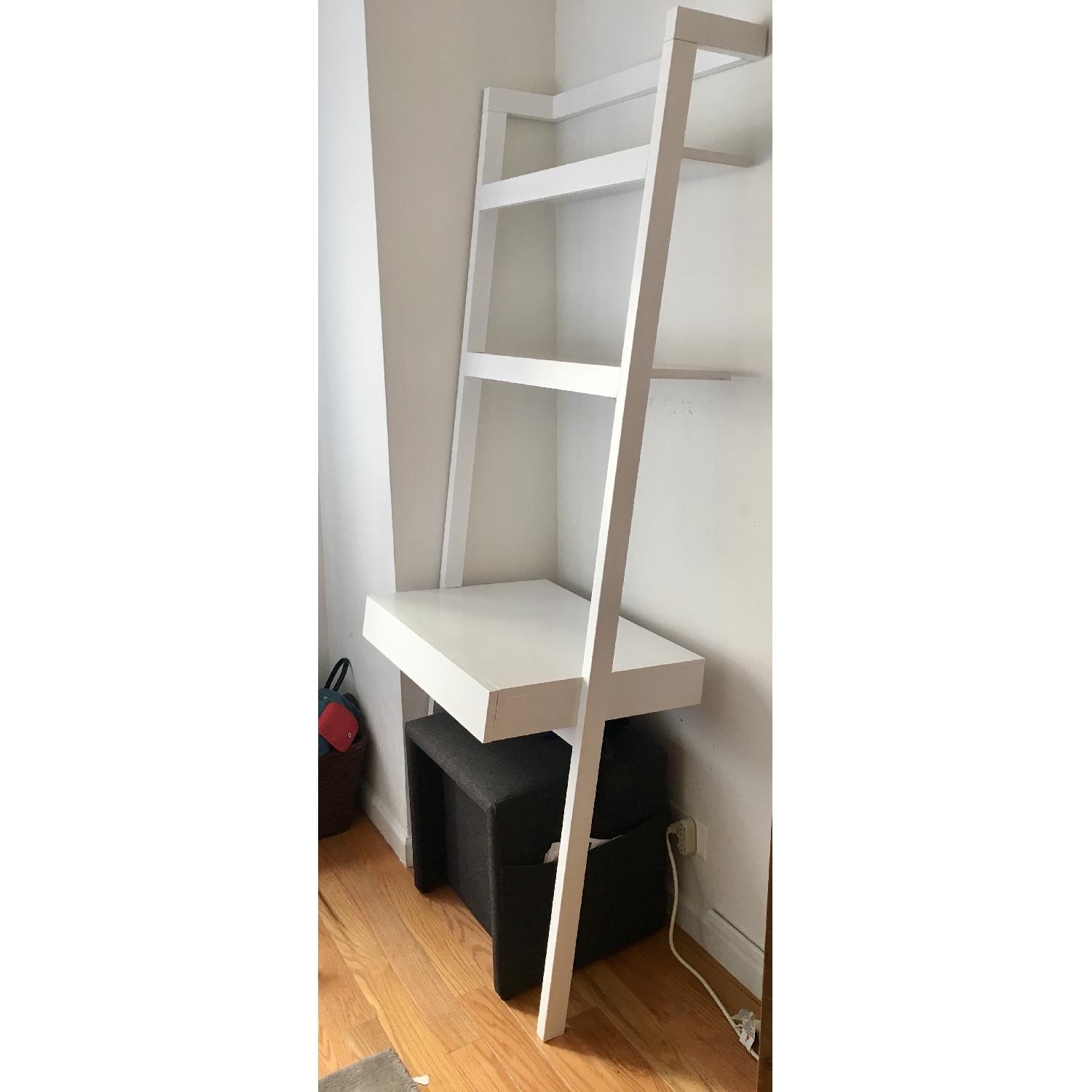 Crate & Barrel Sawyer White Leaning Desk - image-1