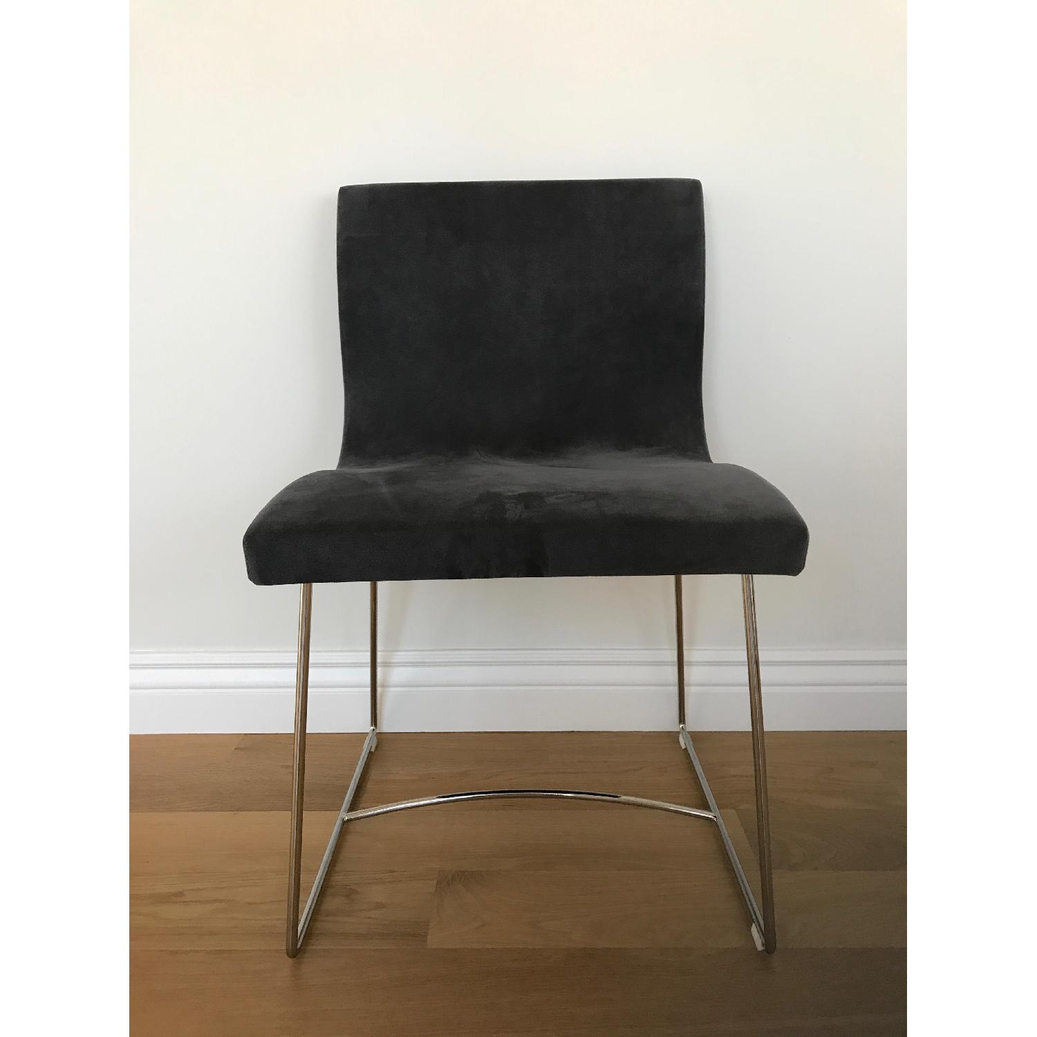 Ligne Roset Sala Dining Chairs in Alcantara Microsuede w/ Chrome Sleigh Legs - image-1