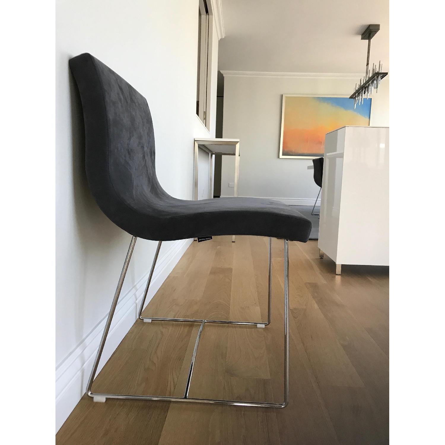 Ligne Roset Sala Dining Chairs in Alcantara Microsuede w/ Chrome Sleigh Legs - image-2