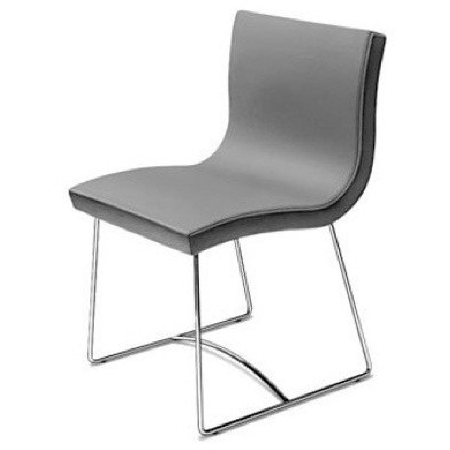 Ligne Roset Sala Dining Chairs in Alcantara Microsuede w/ Chrome Sleigh Legs - image-4