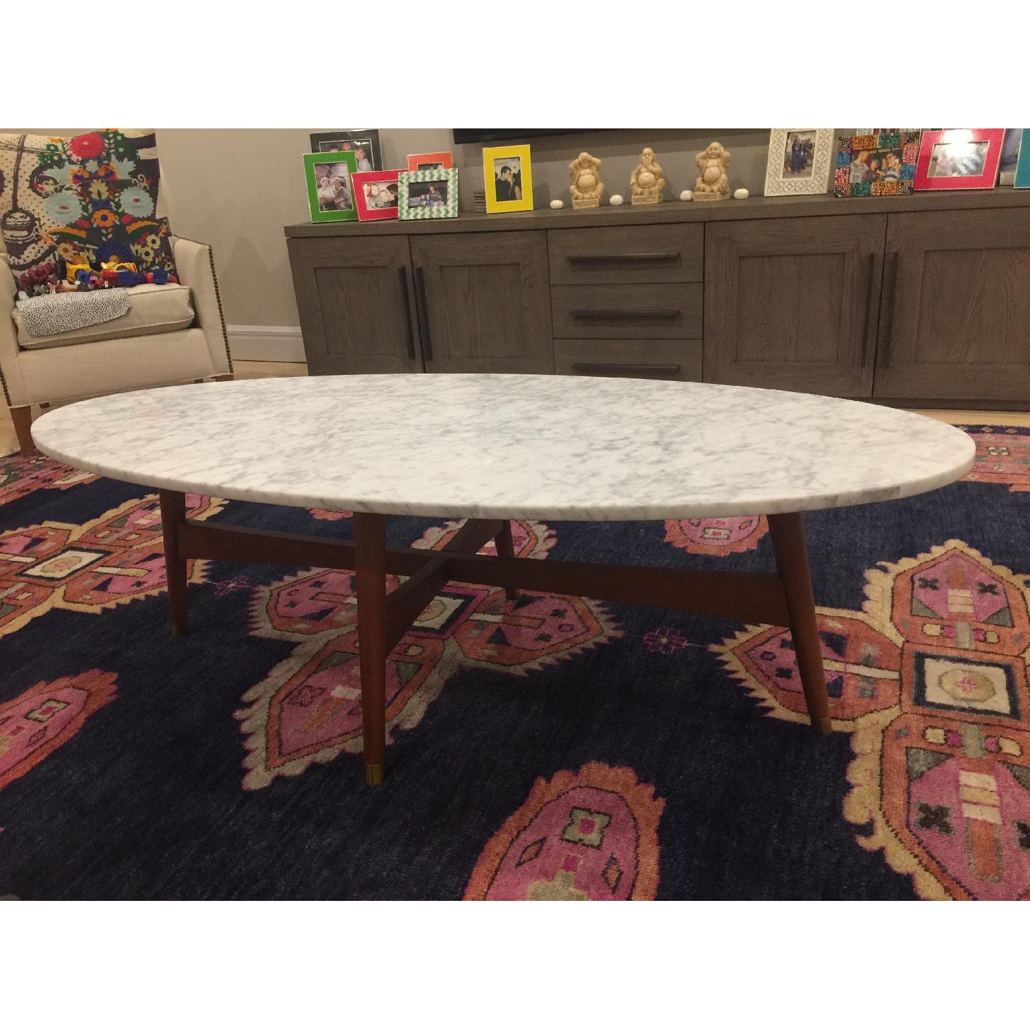 West Elm Reeve MidCentury Oval Coffee Table w/ Marble Top AptDeco
