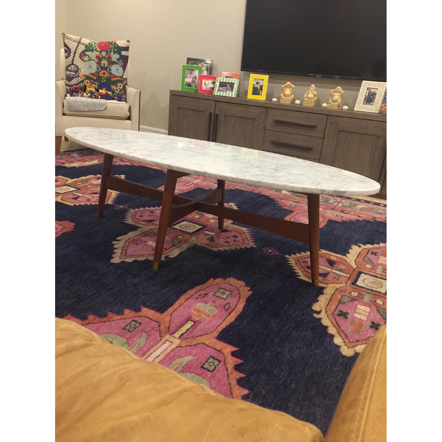 West Elm Reeve Mid-Century Oval Coffee Table w/ Marble Top - image-3