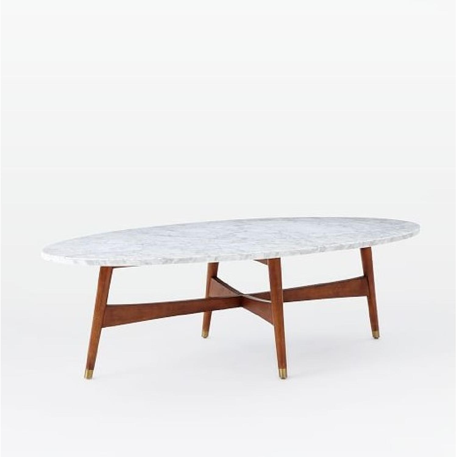 West Elm Reeve Mid-Century Oval Coffee Table w/ Marble Top - image-5