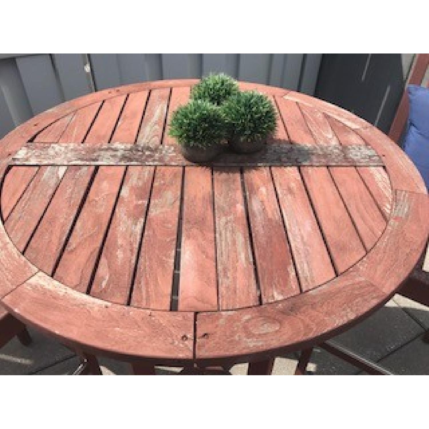 Outdoor Teak High Top Table w/ 2 Chairs AptDeco