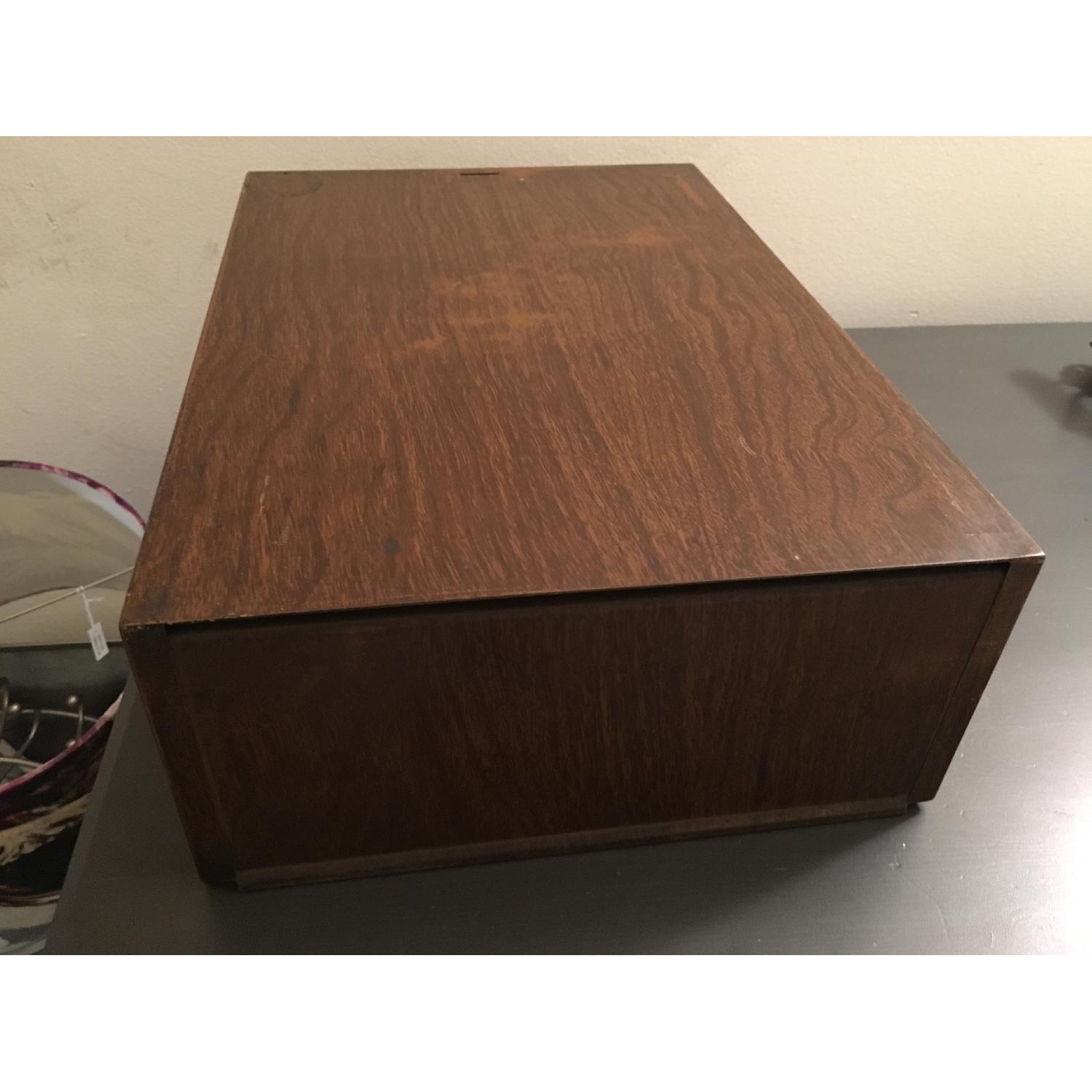 Vintage Metal Library Card Catalog Drawer in Wood Grain - image-1