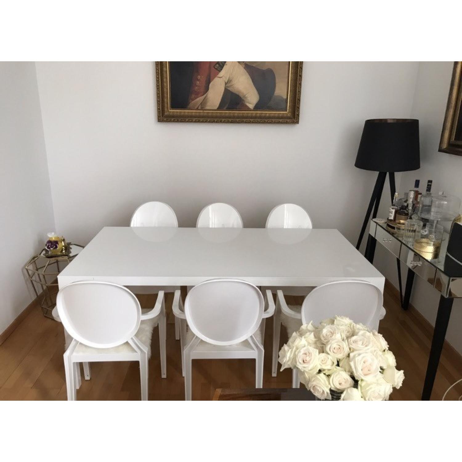 CB2 Aqua Virgo Dining Table w/ 6 Chairs - image-5