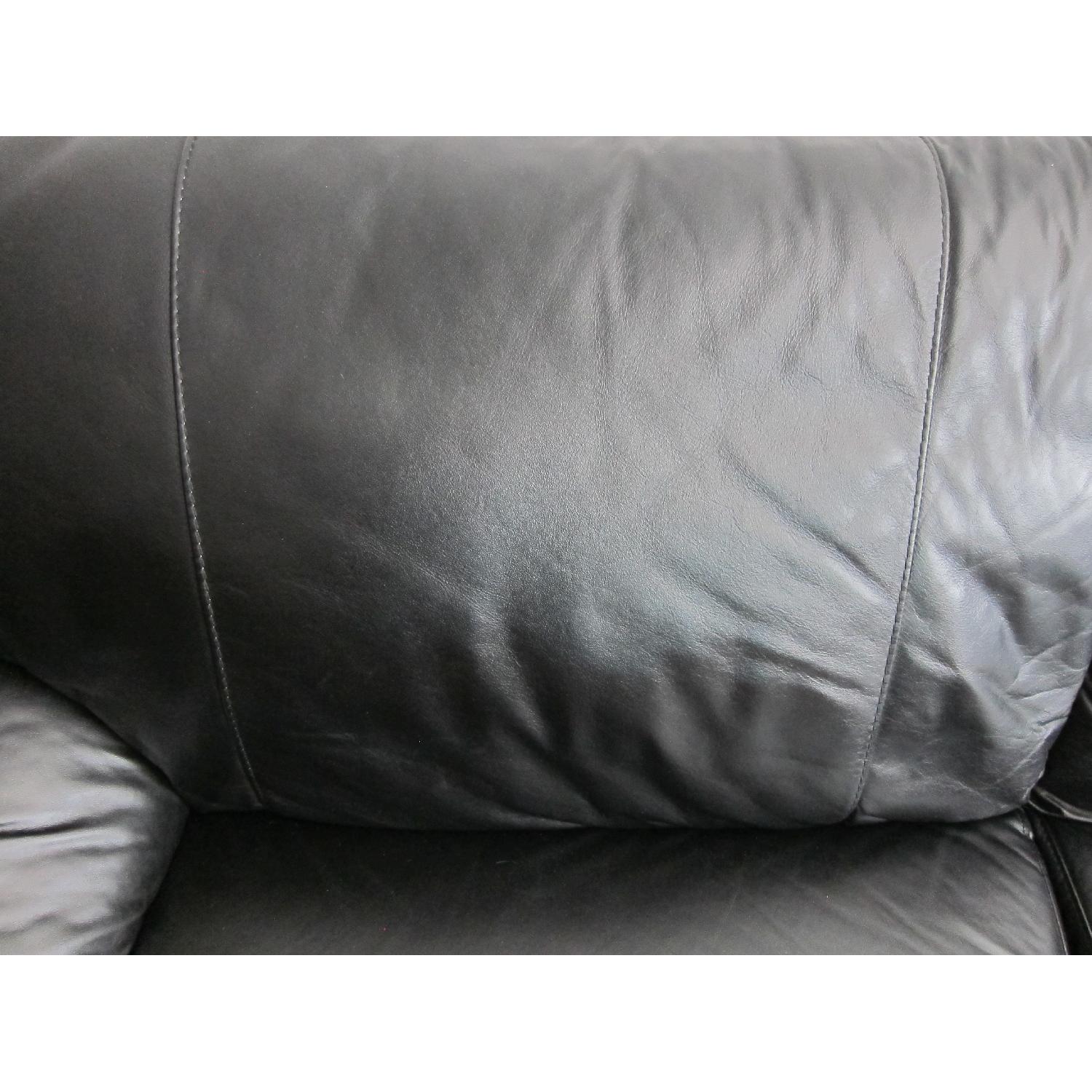 Ikea Black Leather Sofa with Ottoman - image-6
