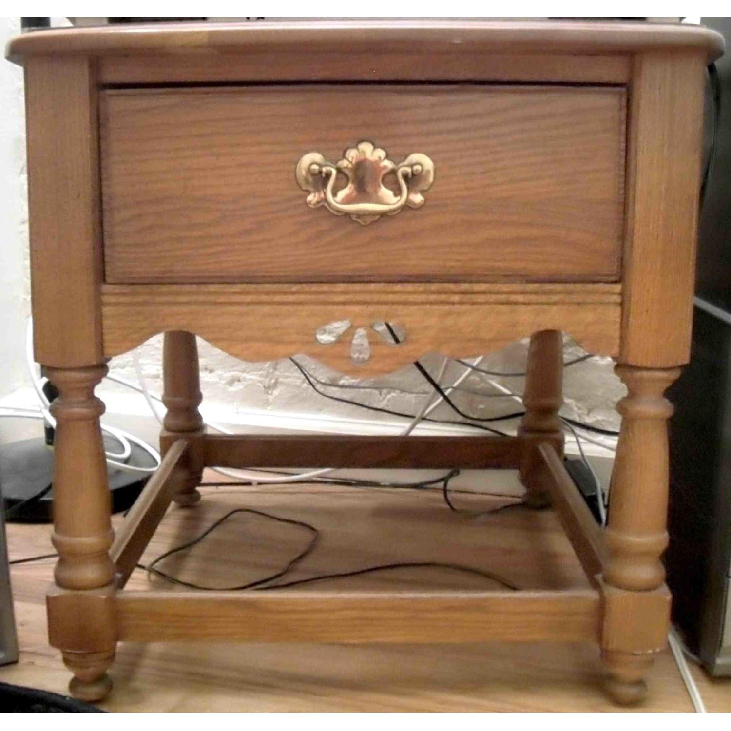 Bassett Solid Wood Vintage Side Table/Nightstand with Drawer - image-1