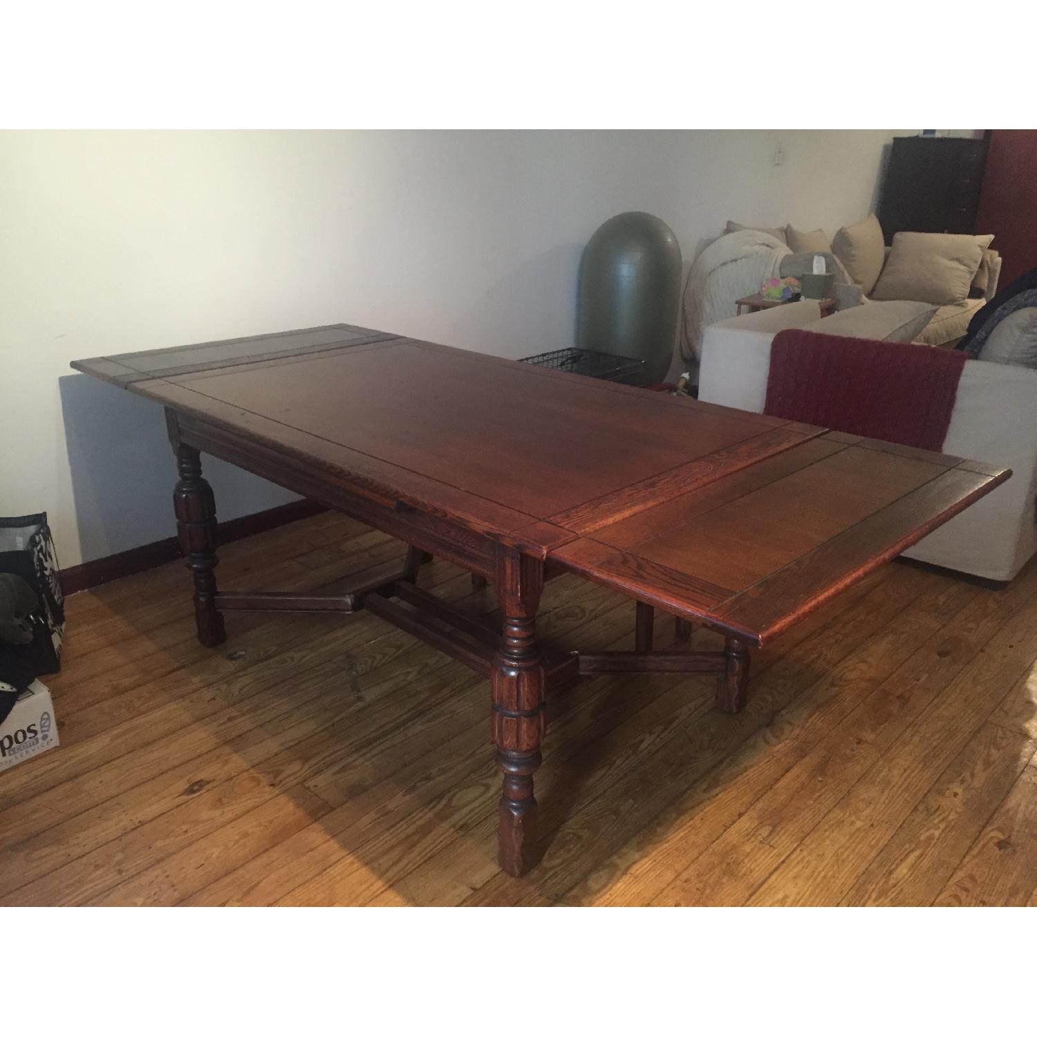 Antique Oak Dining Table with Leaves - image-3