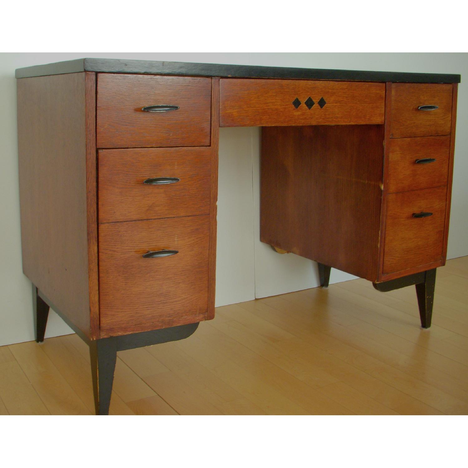 Lane Vintage-MCM Stemped Danish Modern Walnut Desk - image-1
