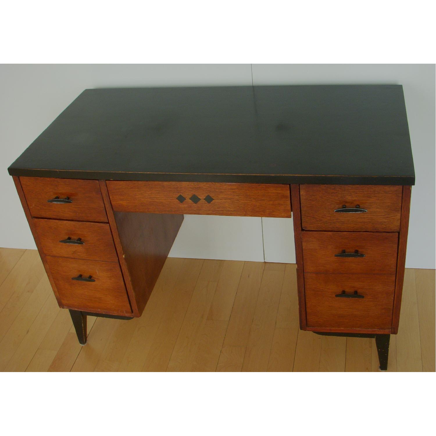 Lane Vintage-MCM Stemped Danish Modern Walnut Desk - image-2