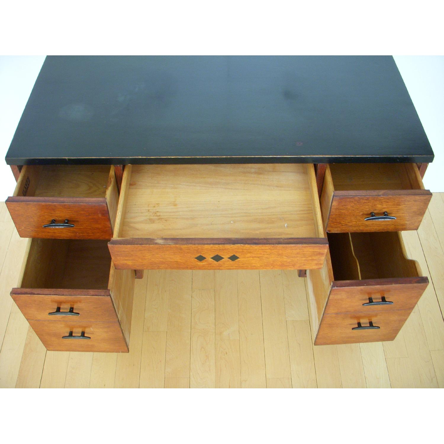 Lane Vintage-MCM Stemped Danish Modern Walnut Desk - image-4