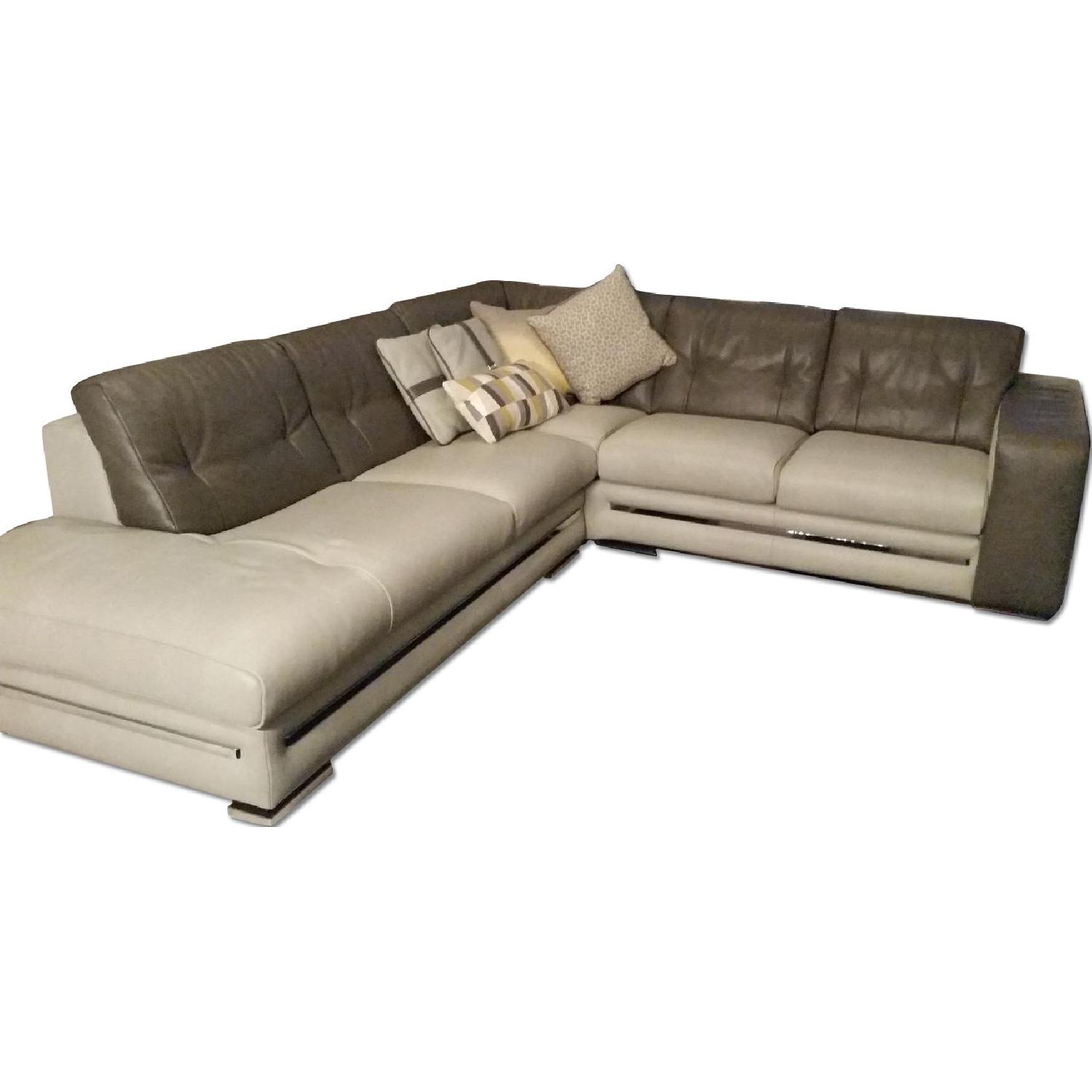 Grey Italian Leather Sectional AptDeco