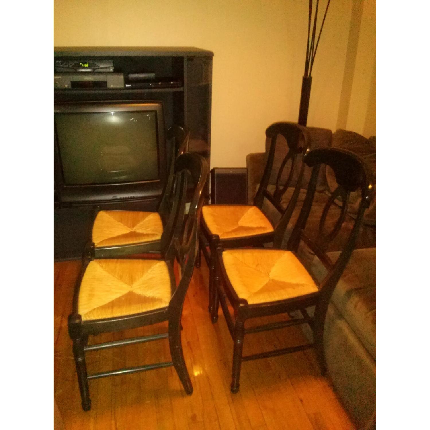 Wood & Wicker Dining Chairs - Set of 4 - image-1