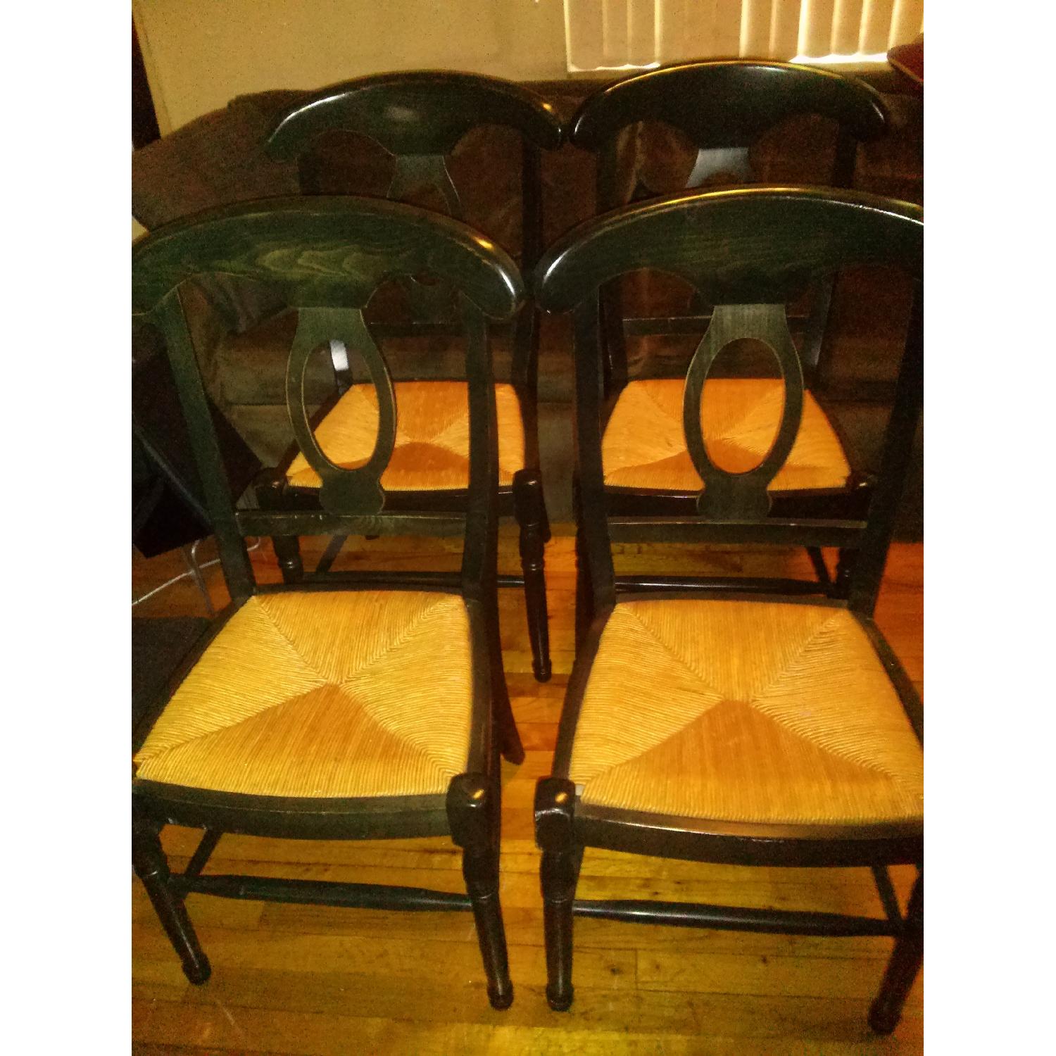 Wood & Wicker Dining Chairs Set of 4 AptDeco