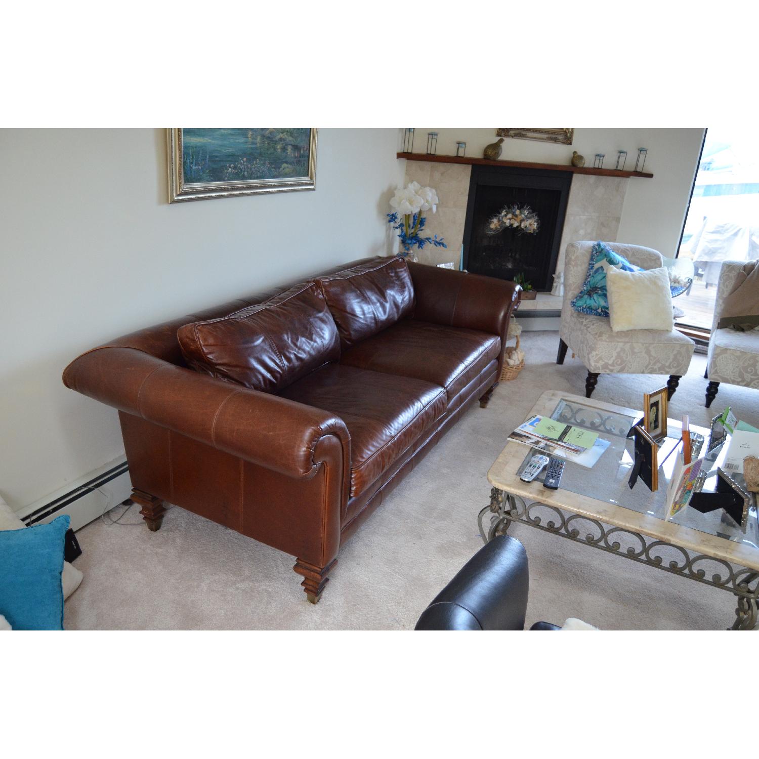 Ralph Lauren Distressed Leather Sofa - image-1